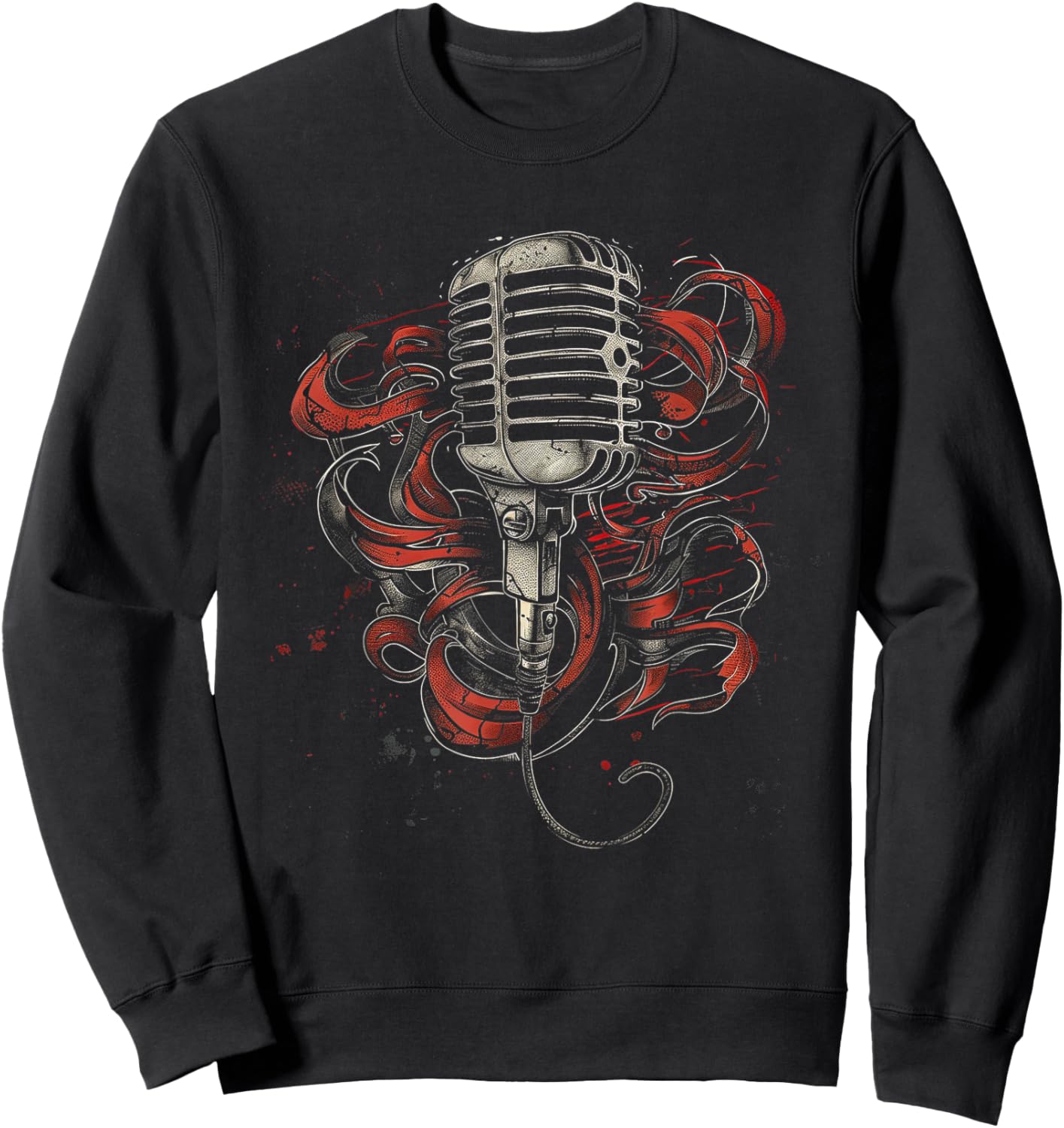 Vintage Microphone Sweatshirt - Sweatshirt | Black