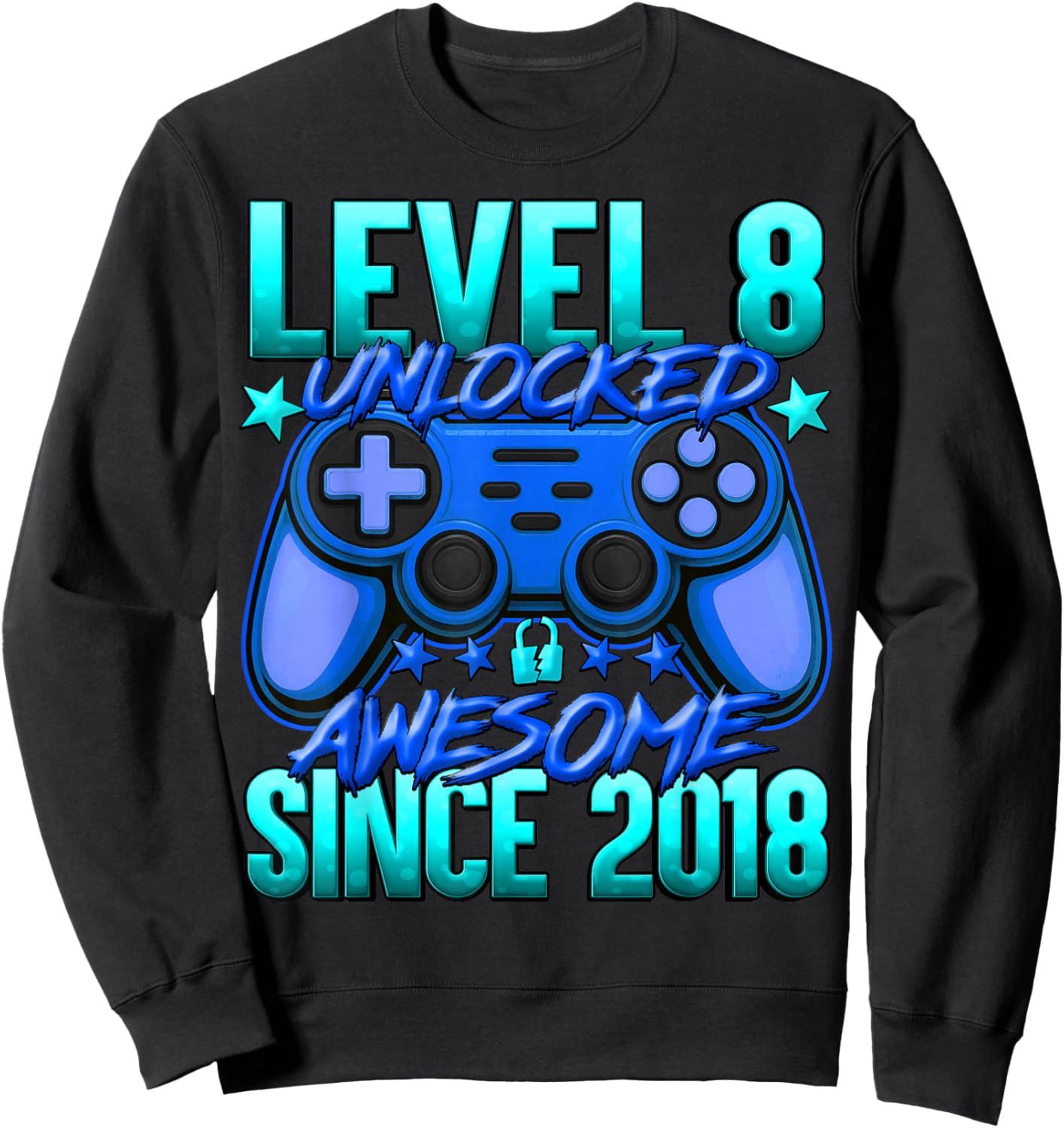 Level 8 Unlocked 8 Year Old Gifts for Boys 8th Birthday Boy Sweatshirt - Sweatshirt | Black