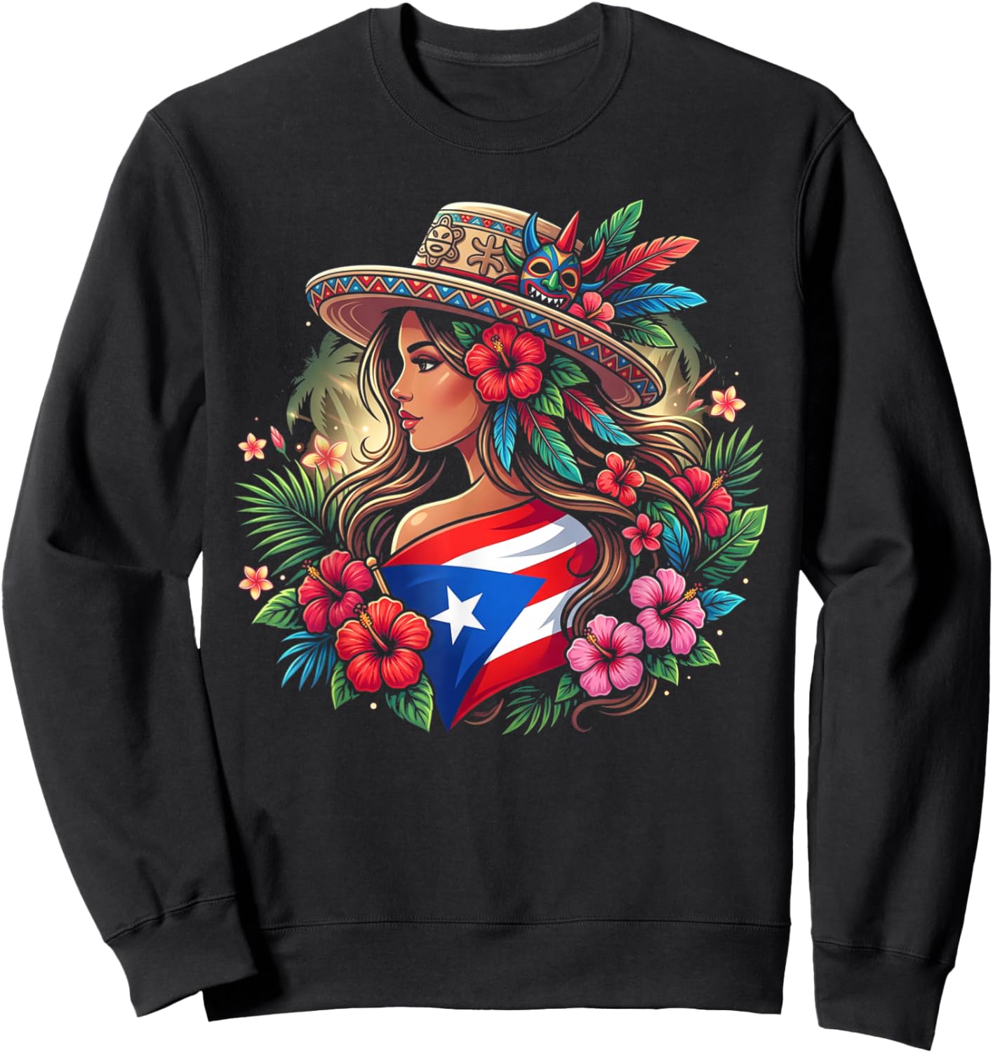 Puerto Rico Flag Heritage Pride Sweatshirt - Sweatshirt | Black