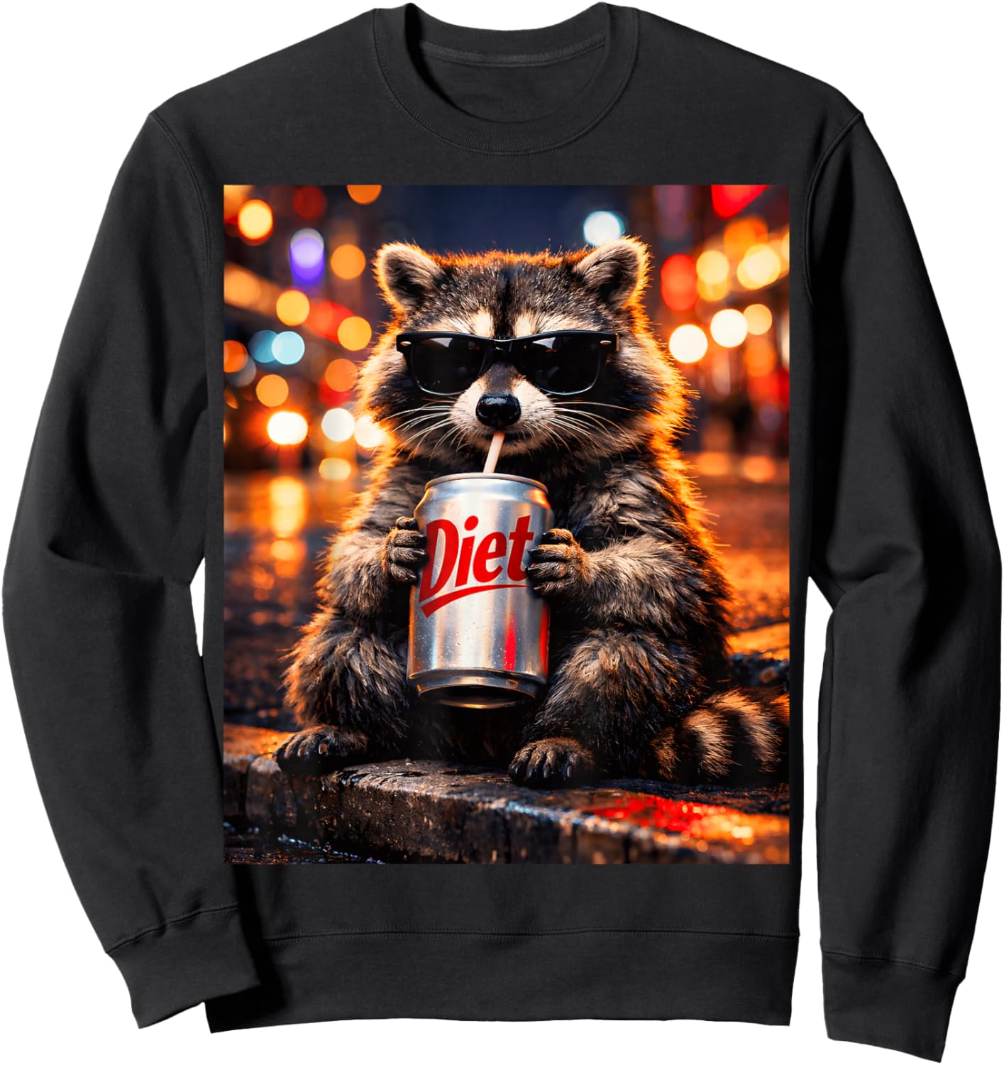 Raccoons Diet Soda Funny Animal Meme Genz Dank Raccoon Meme Sweatshirt - Sweatshirt | Black