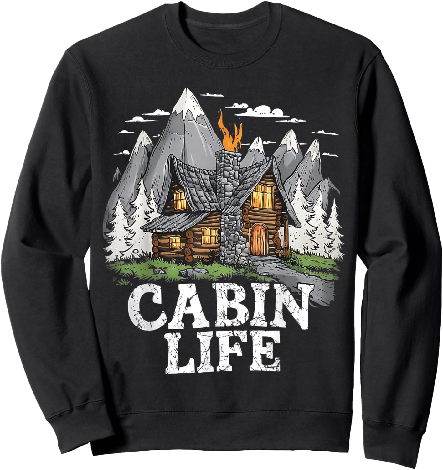 Logged Out Funny Log Cabin Life Mountain Ourdoor Camping Sweatshirt - Sweatshirt | Black