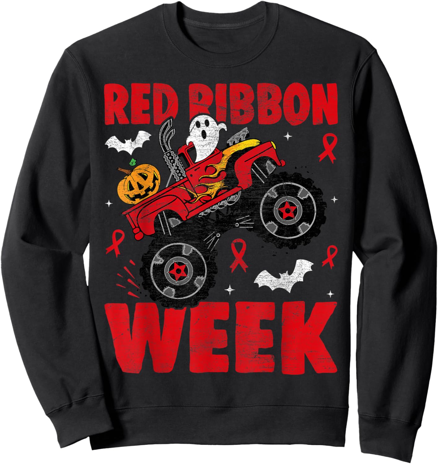 Red Ribbon Week Awareness Halloween Women Men Toddler Kids Sweatshirt - Sweatshirt | Black