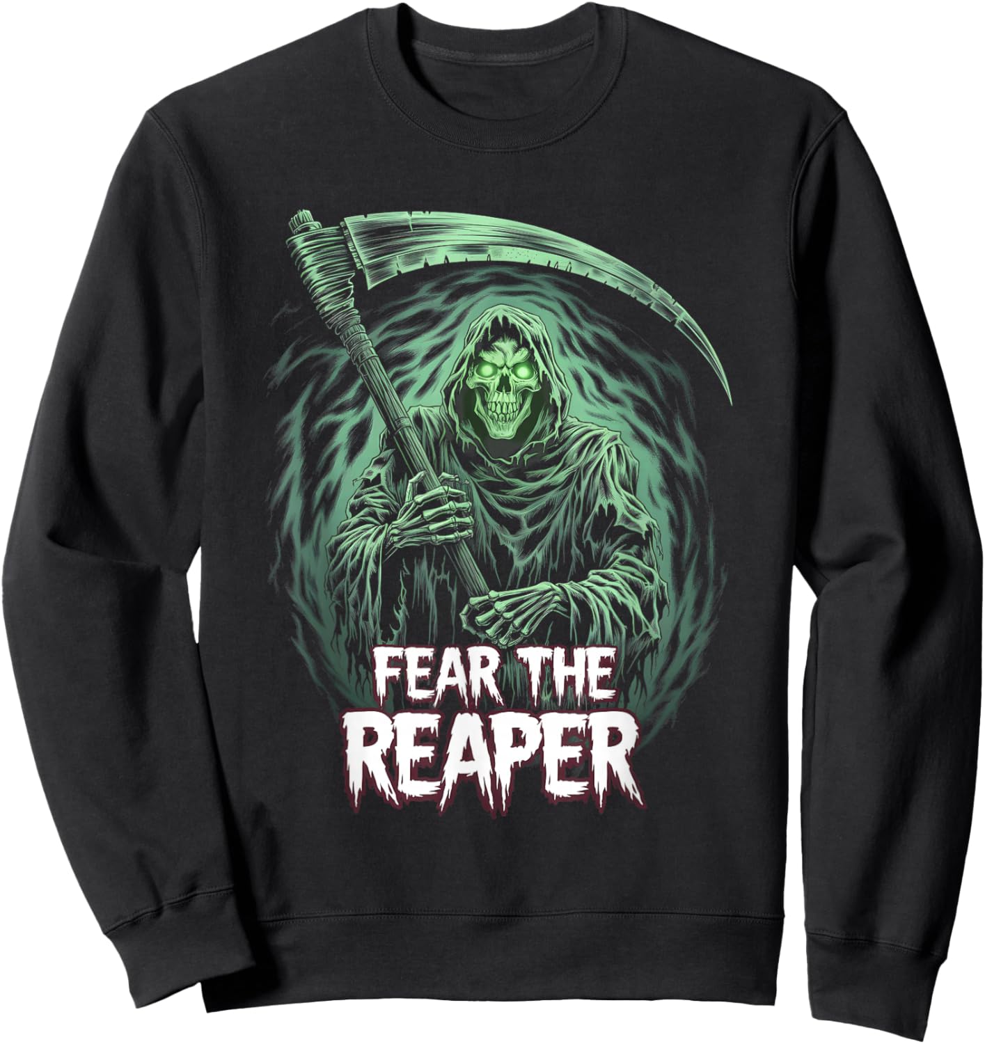 Grim Reaper Fear the Reaper Swirling Fog Art Horror Fans Sweatshirt - Sweatshirt | Black