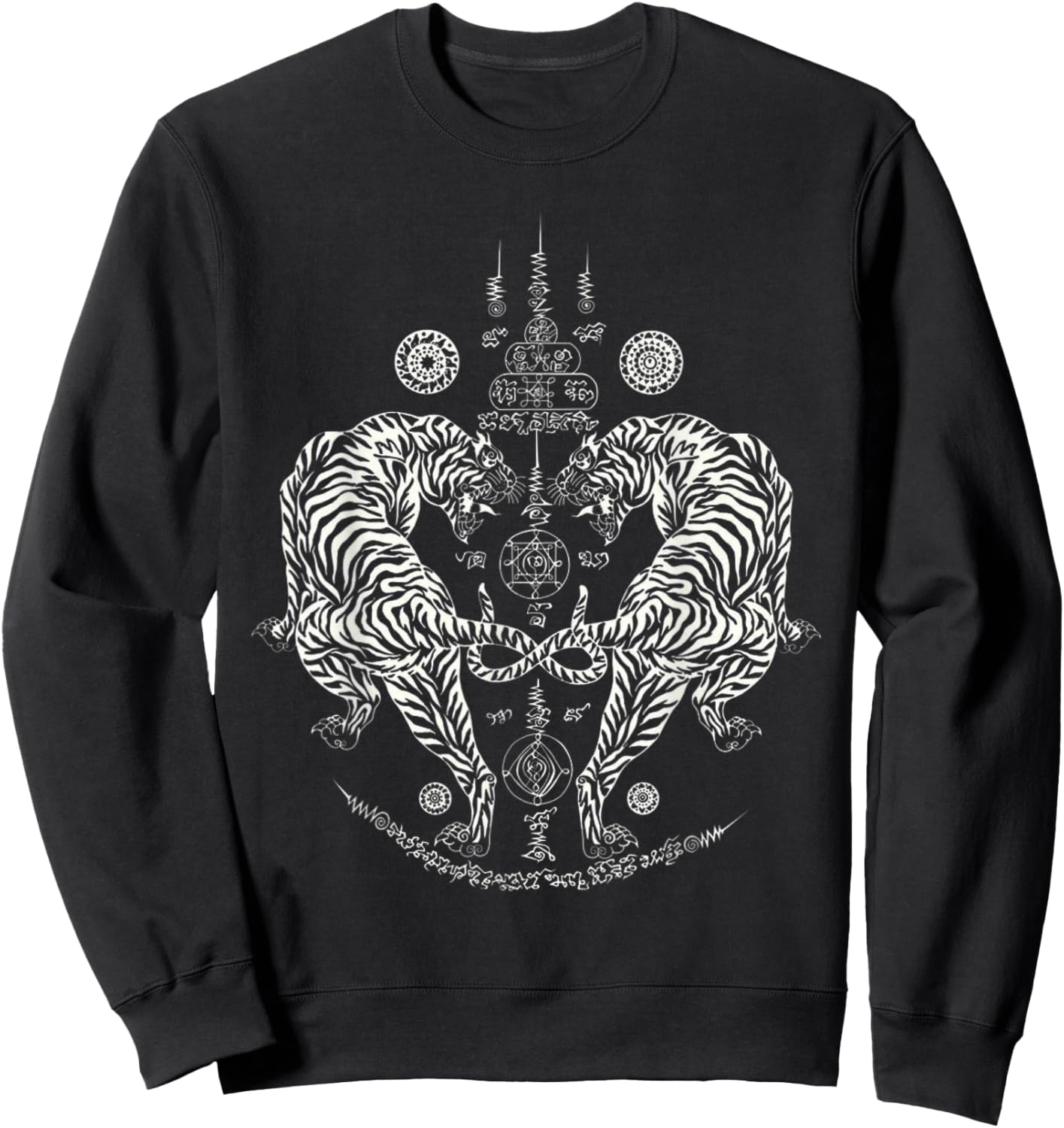 Sak Yant Thai Tattoo Twin Tiger For Muay Thai Fighter. Sweatshirt - Sweatshirt | Black