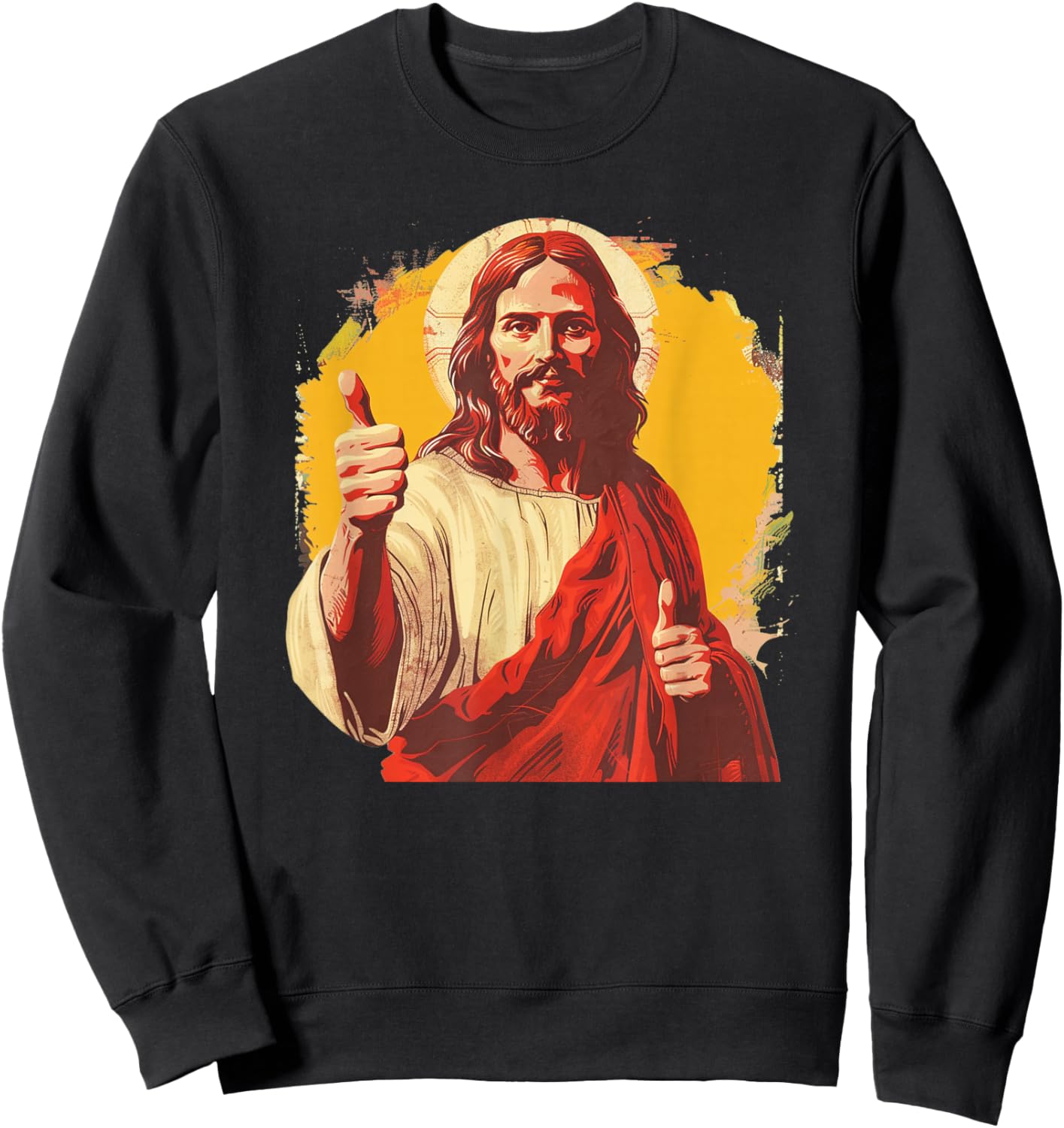 Pretty Jesus Christ with Thumb up Sweatshirt - Sweatshirt | Black