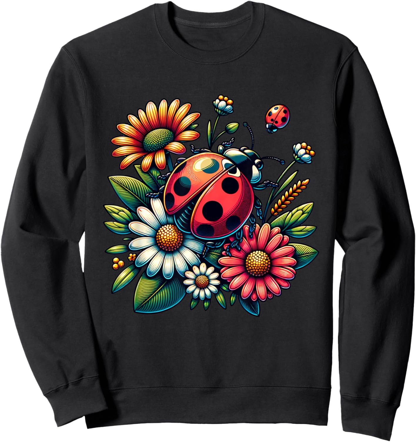 Cute Ladybugs Pop Art Ladybugs Lover Portrait Women Sweatshirt - Sweatshirt | Black