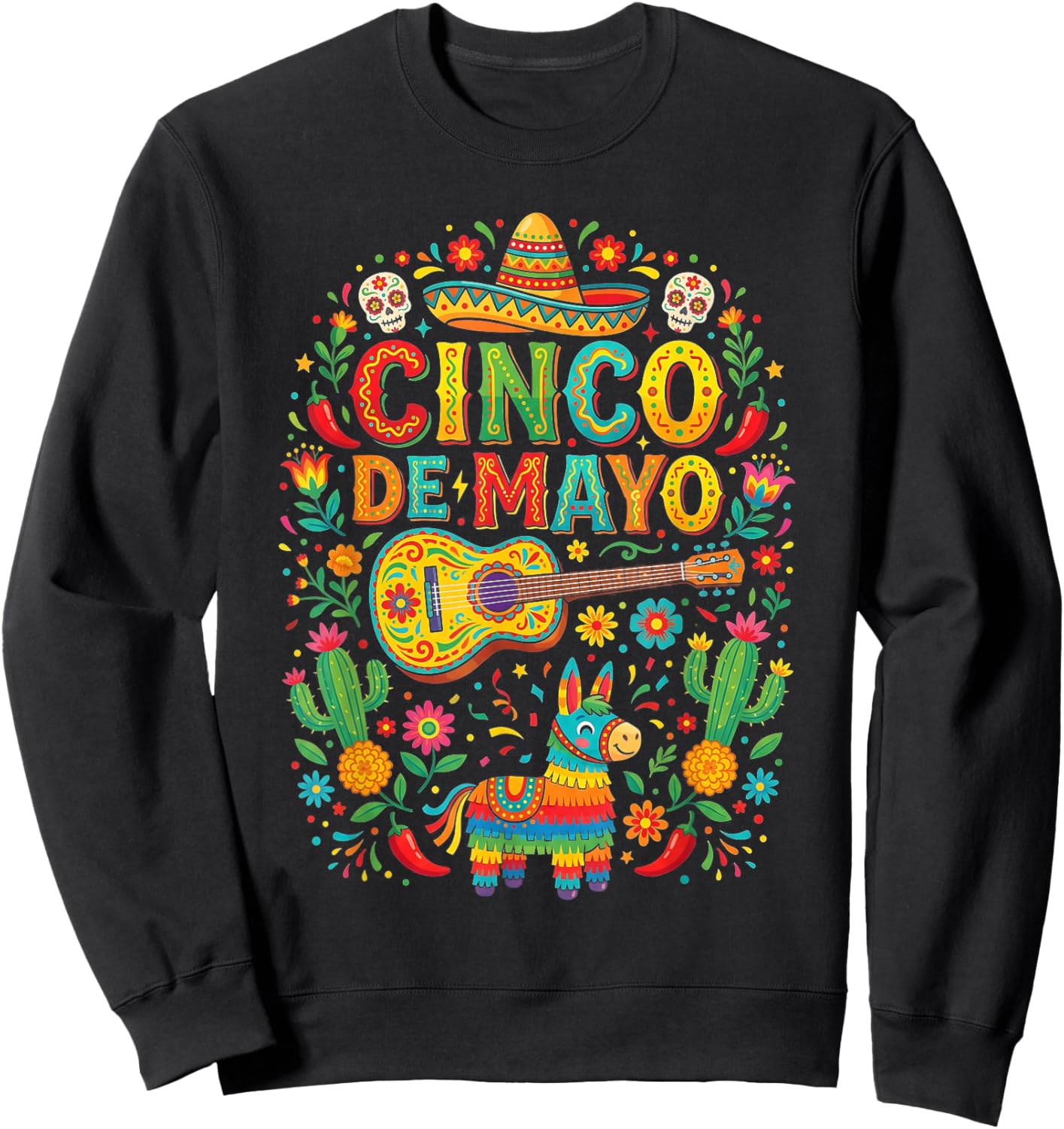 Happy Cinco de Mayo Fiesta Mexican Party Men Women Kids Sweatshirt - Sweatshirt | Black