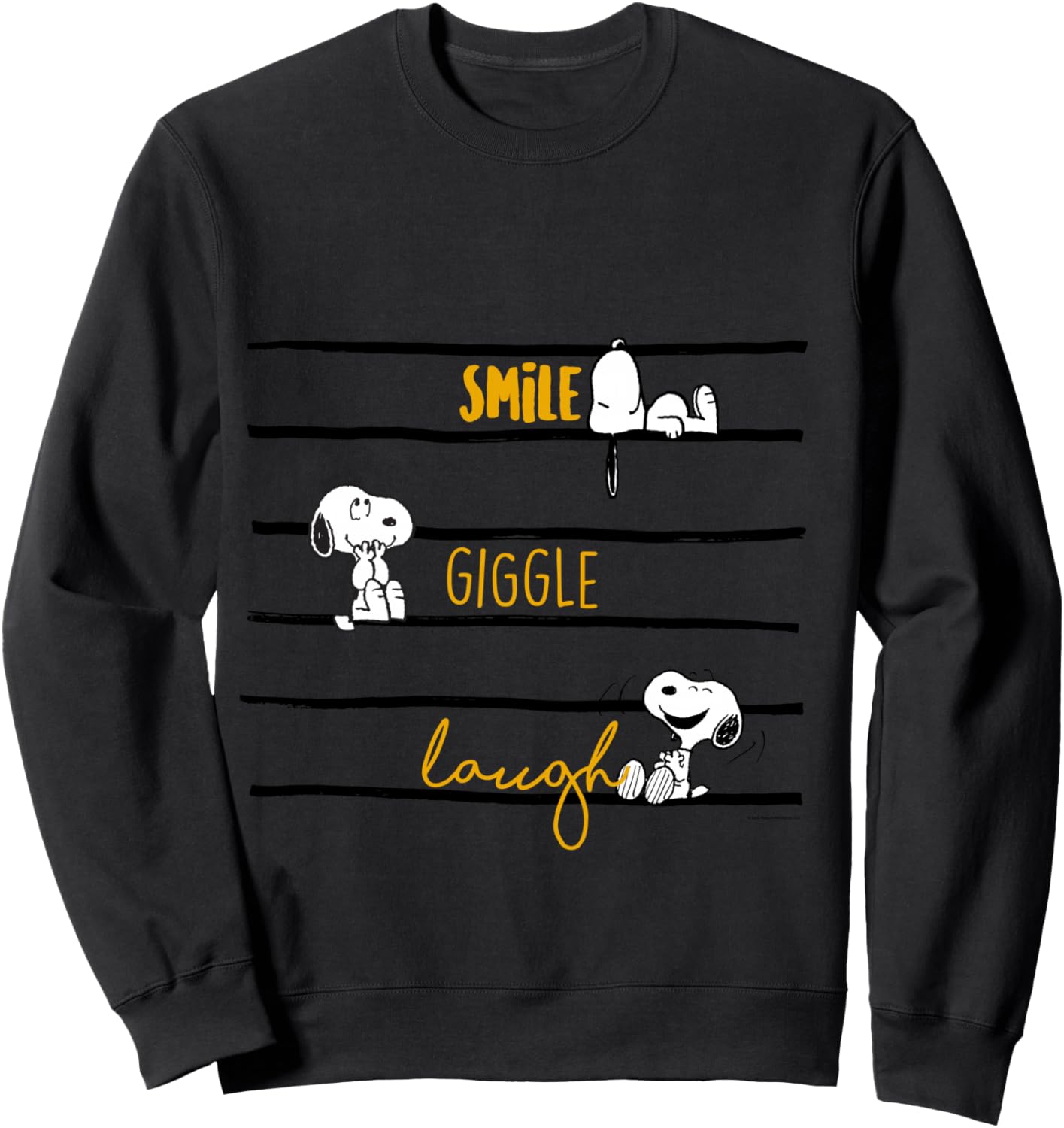 Peanuts - Snoopy Woodstock Smile Giggle Laugh Langarmshirt Sweatshirt - Sweatshirt | Black