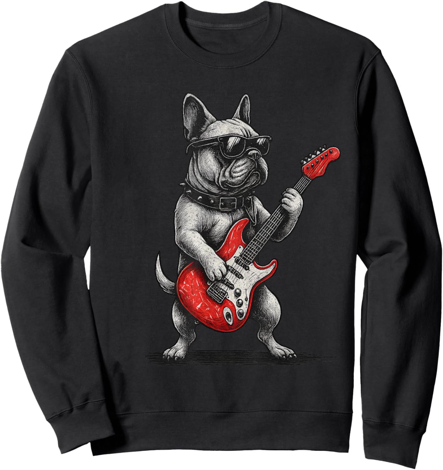 Guitare Vintage Bouledogue français Punk Sweatshirt - Sweatshirt | Black