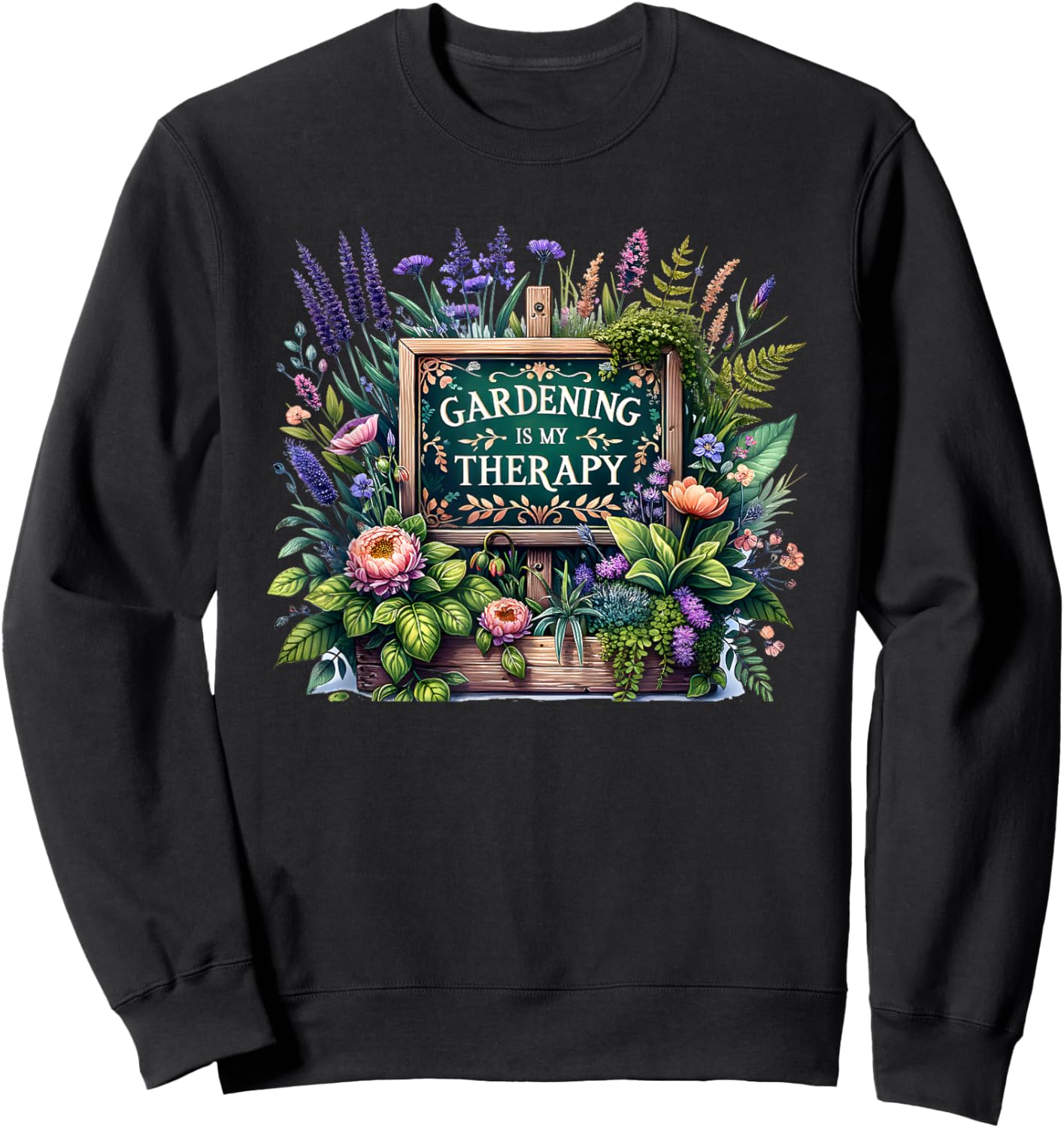 Gardening Is My Therapy Sweatshirt - Sweatshirt | Black