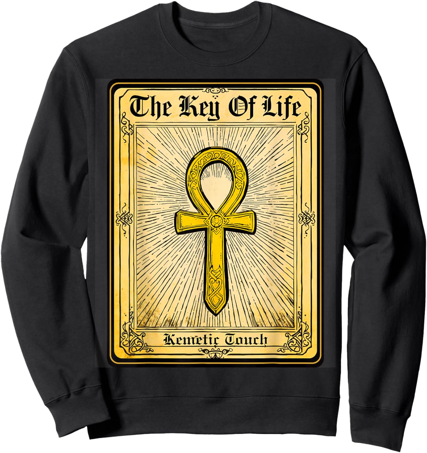 Ancient Egyptian Sacred Key of Life Kemetic Ankh Sweatshirt - Sweatshirt | Black
