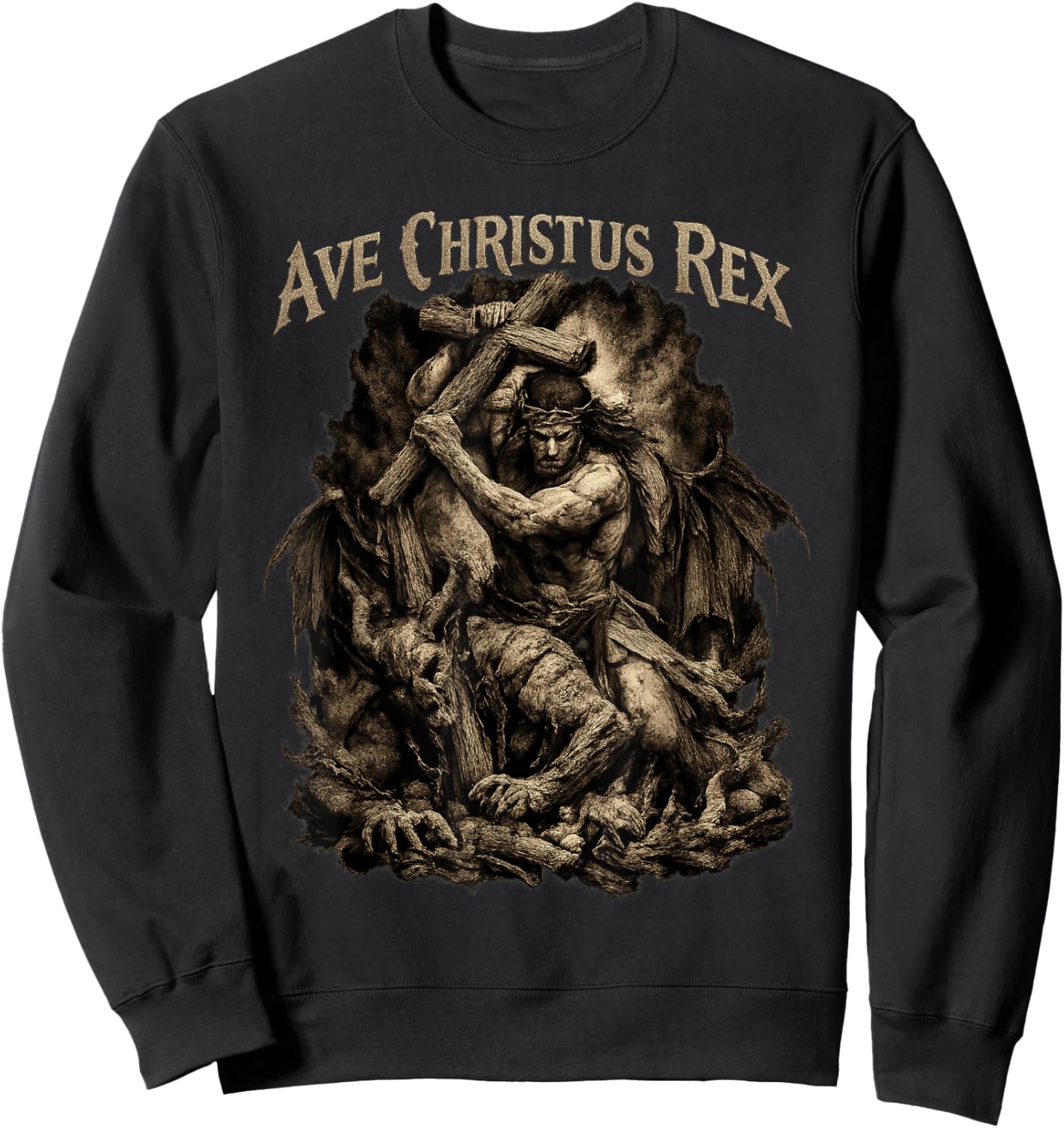 Ave Christus Rex - Jésus vainc Le Diable Sweatshirt - Sweatshirt | Black