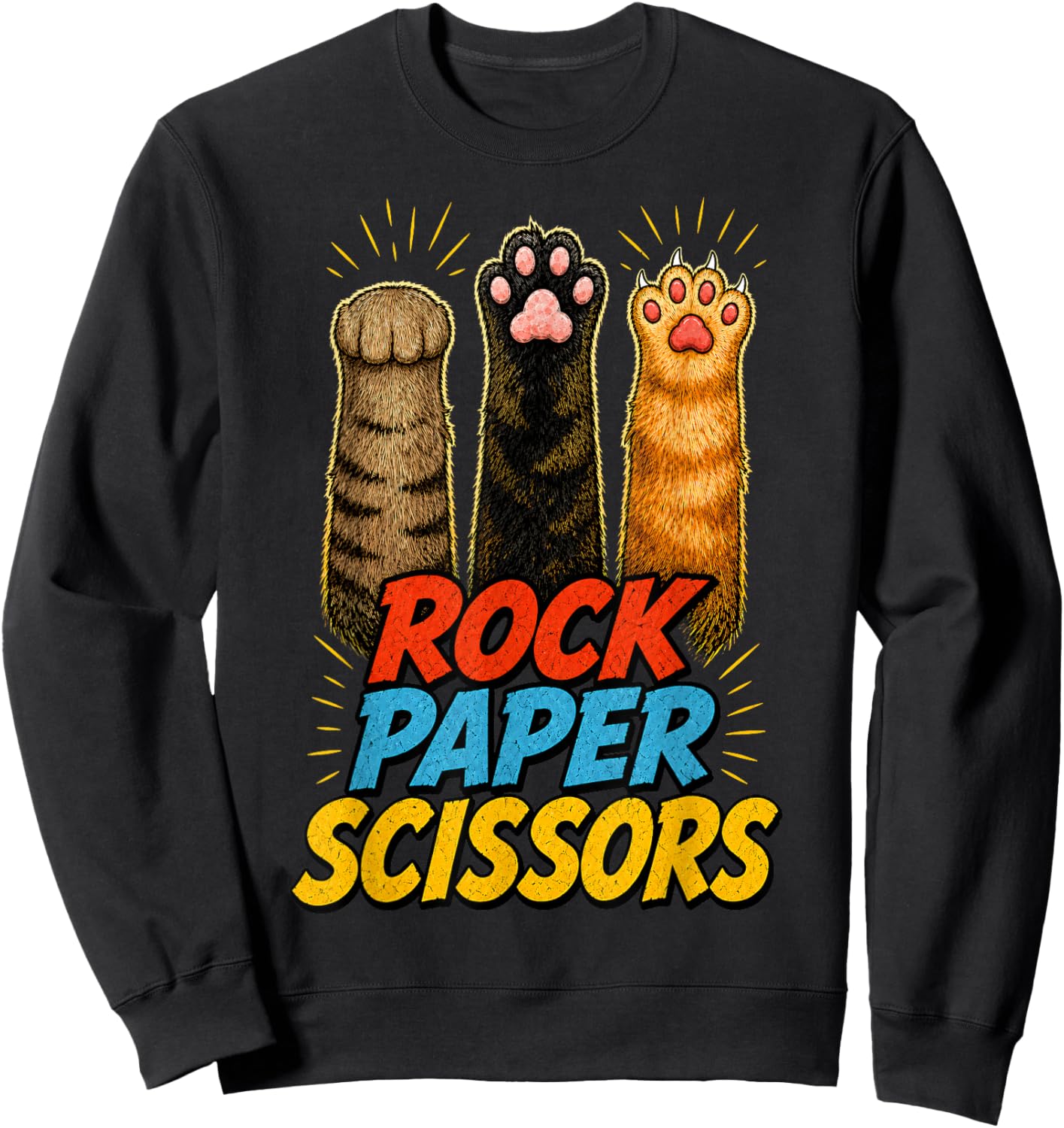 Funny Cat Paws Rock Paper Scissors Animal Rescue Sweatshirt - Sweatshirt | Black
