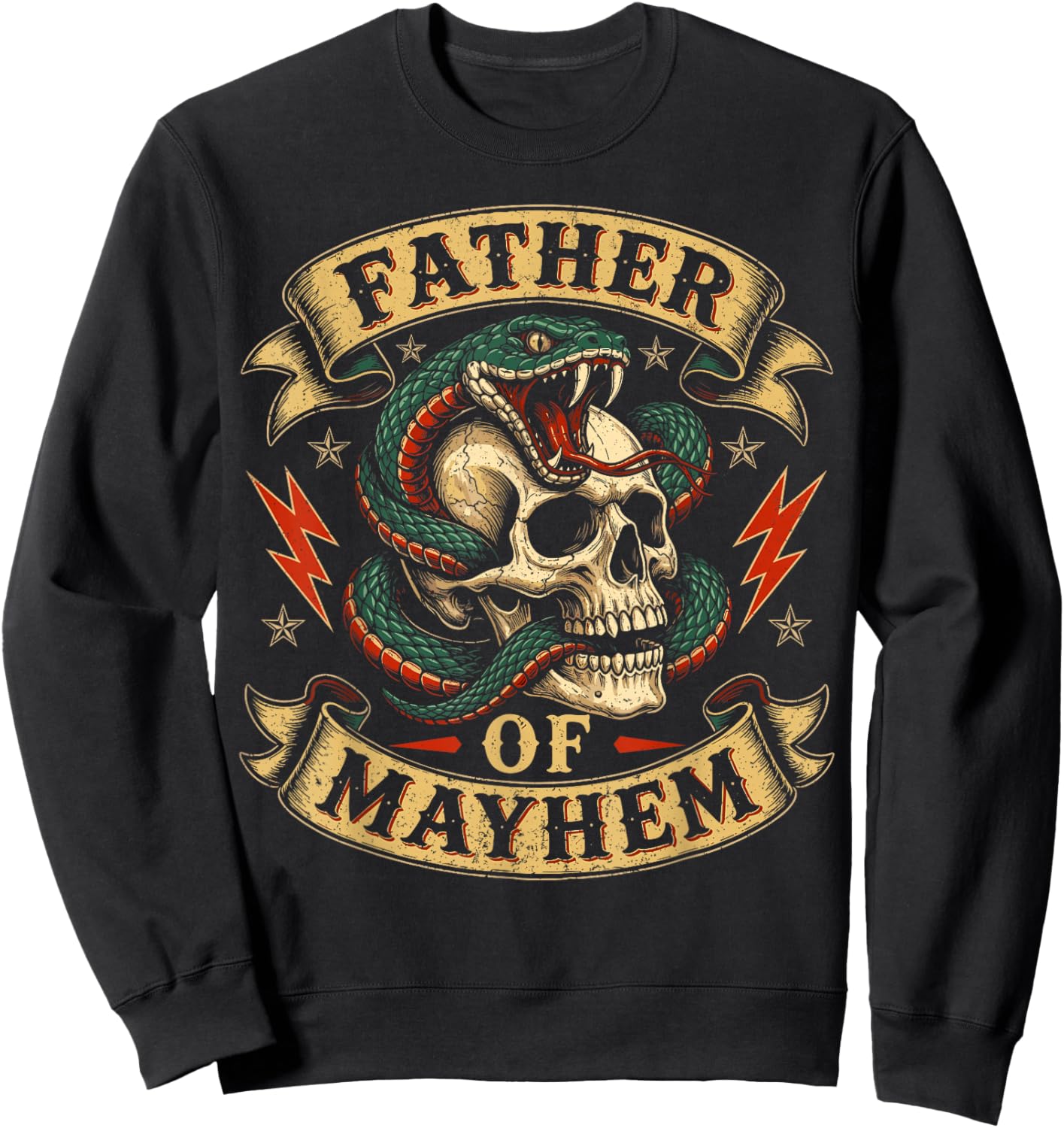 Father of Mayhem Men Dad Funny Father's Day Matching Family Sweatshirt - Sweatshirt | Black