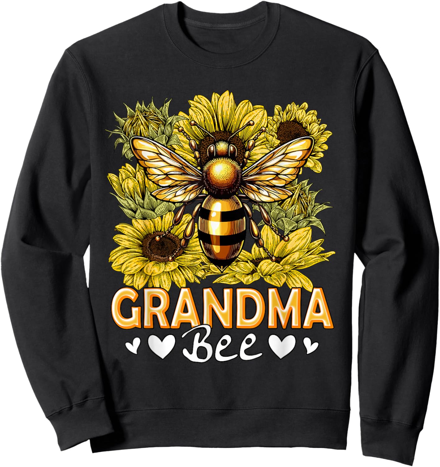 Bee Lover Grandma Costume Beekeeper Mother's Day Sunflowers Sweatshirt - Sweatshirt | Black