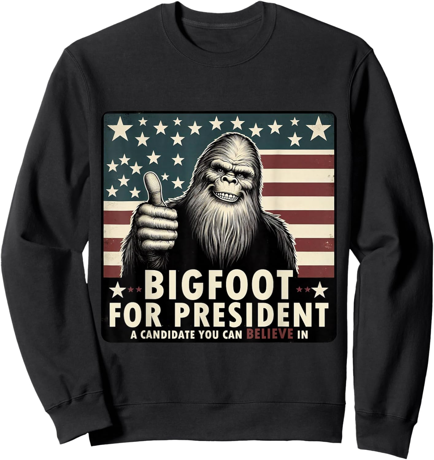 Vote Bigfoot for President 2024 Election Sweatshirt - Sweatshirt | Black