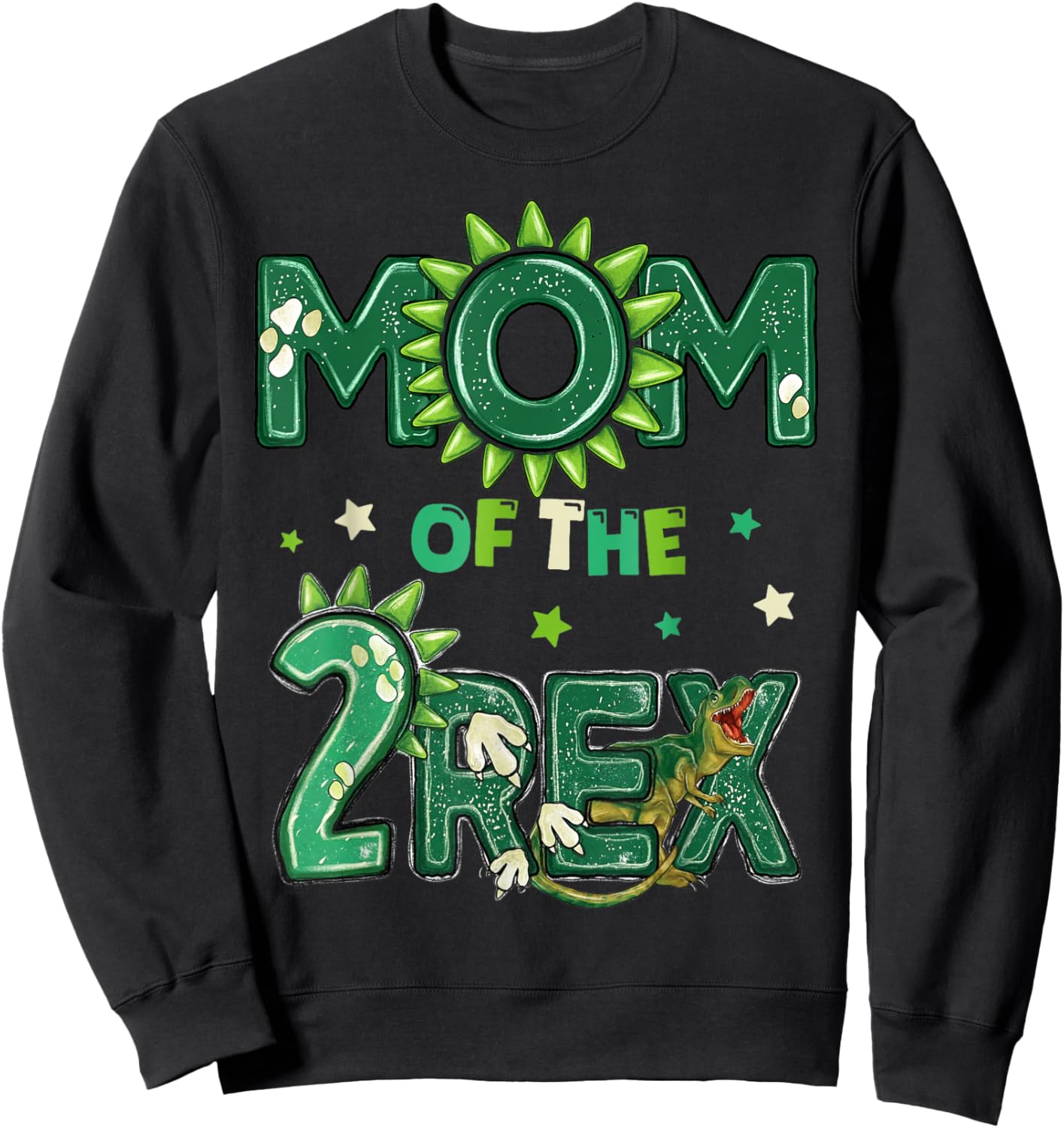 Mom of The Two Rex Birthday Dinosaur Family Matching Sweatshirt - Sweatshirt | Black