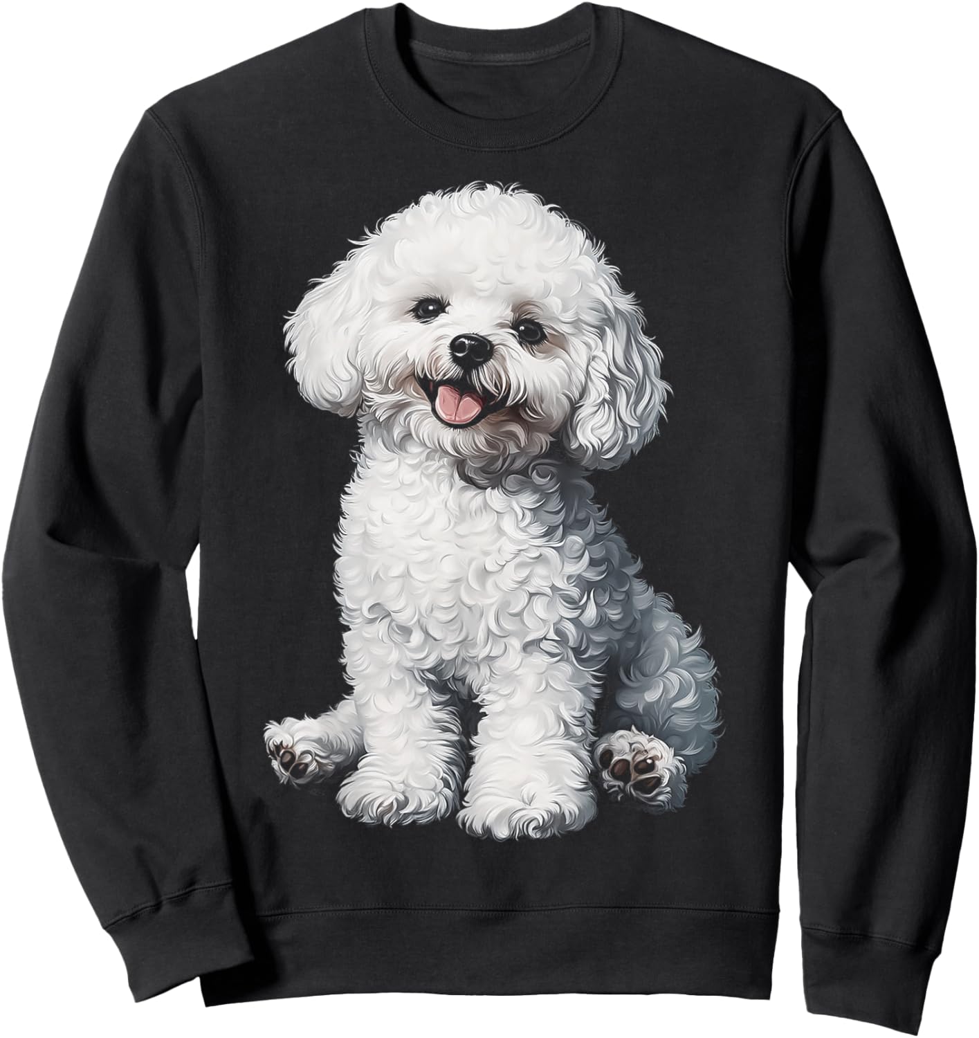Bichon Frise Dog Motif Pet Illustration Bichon Frise Sweatshirt - Sweatshirt | Black