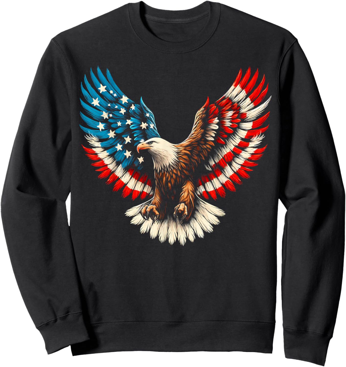 Bald Eagle & Patriotic American Flag 4th of July Sweatshirt - Sweatshirt | Black