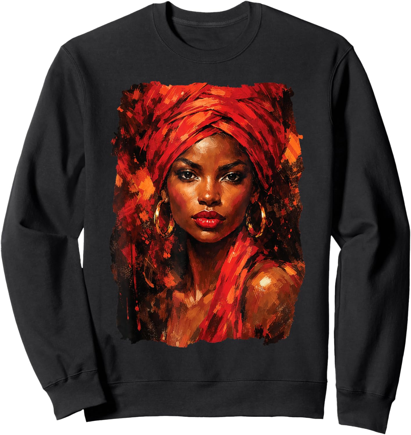 Beautiful Black African American Woman Melanin Graphic Art Sweatshirt - Sweatshirt | Black