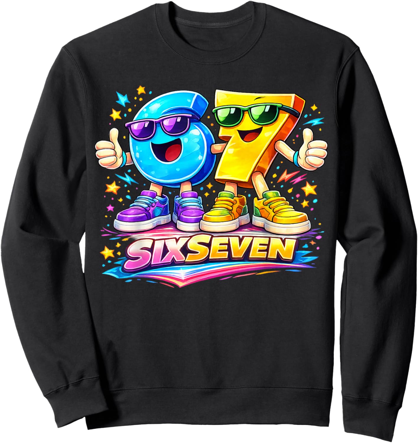 Six Seven 67 Meme lustiges Zahlen Design für Kinder Teenager Sweatshirt - Sweatshirt | Black