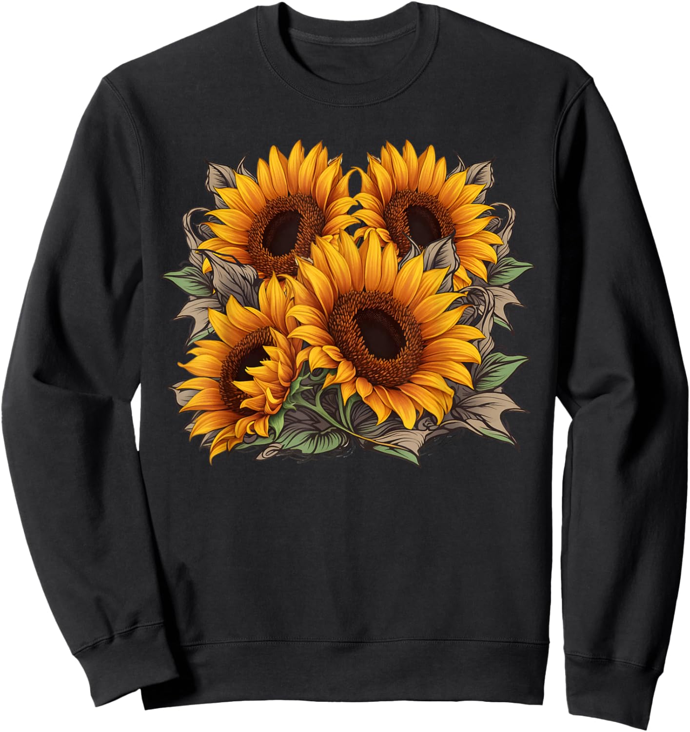 Vintage Sunflower Graphic Sweatshirt - Sweatshirt | Black
