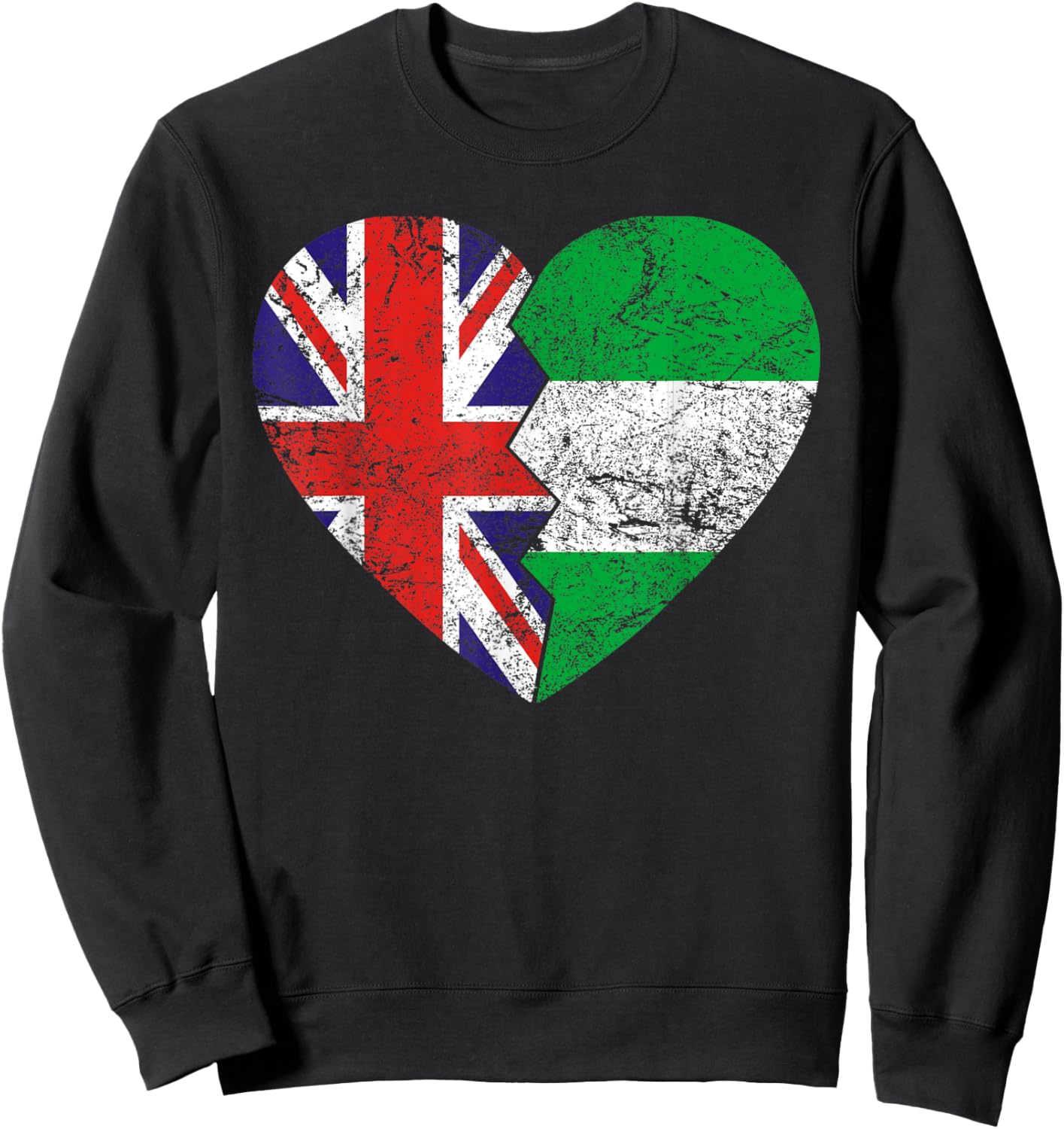 Nigerian British Flags Heart | United Kingdom Nigeria Roots Sweatshirt - Sweatshirt | Black