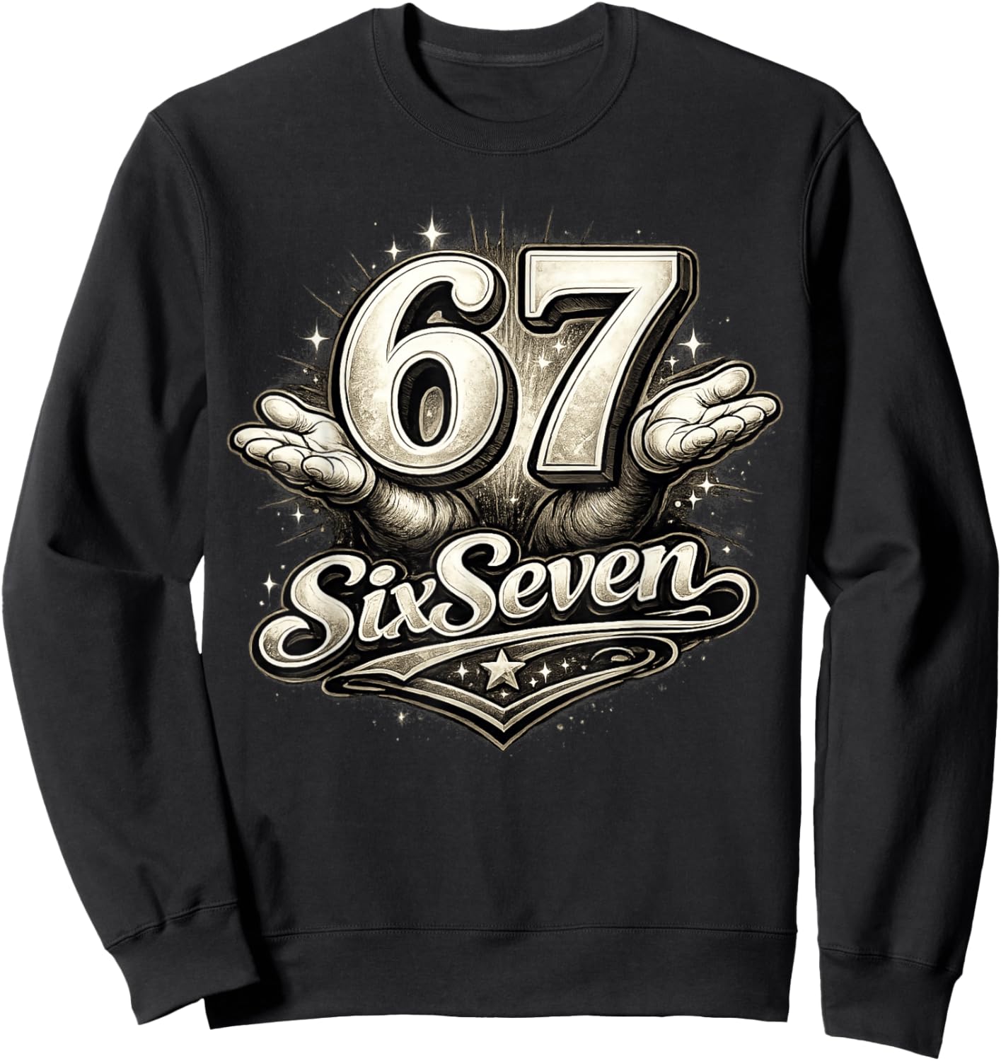 Six Seven 67 Meme lustiges Zahlen Design für Kinder Teenager Sweatshirt - Sweatshirt | Black
