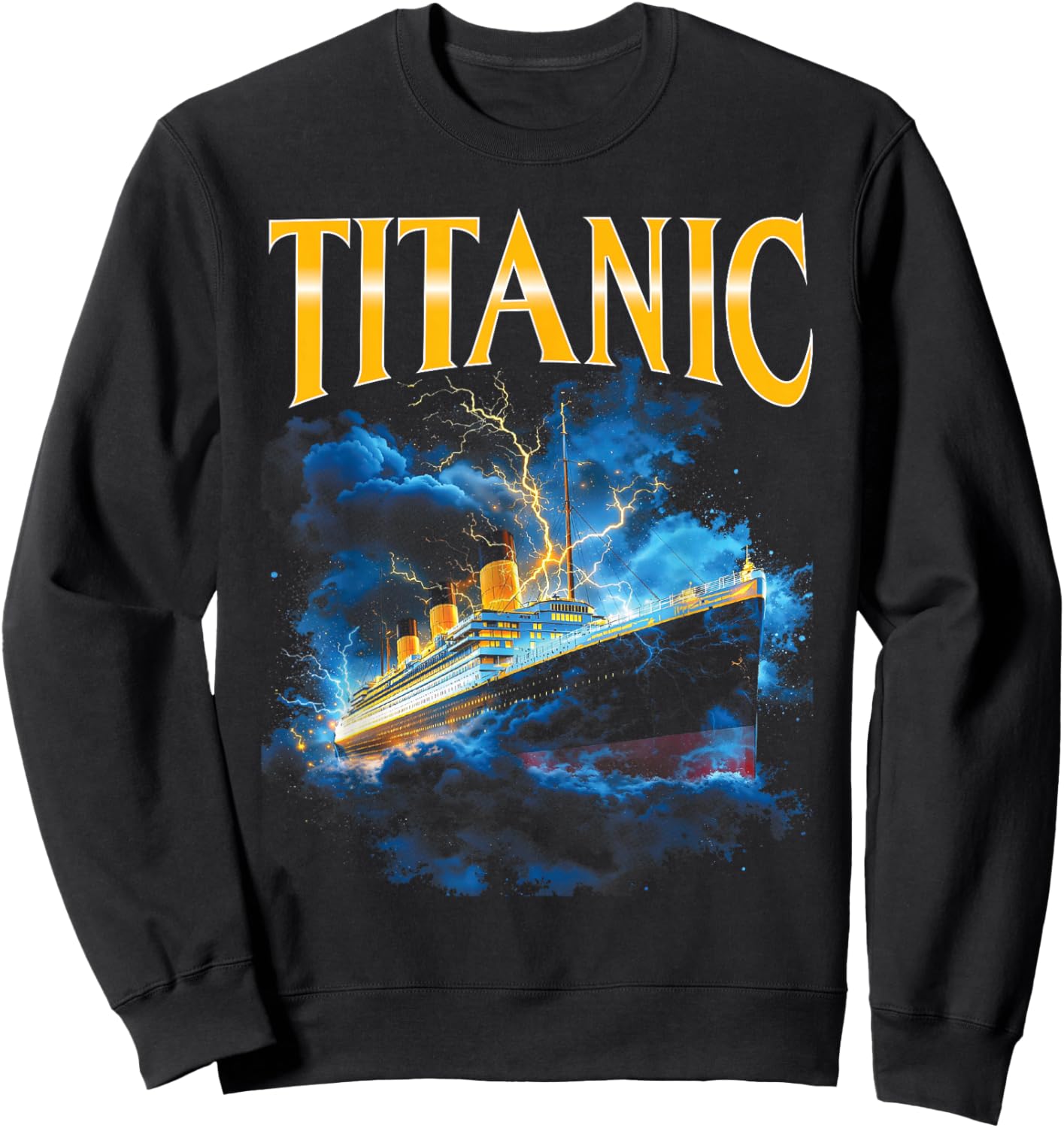 Titanic Ocean Liner Bootleg Ship Design Sweatshirt - Sweatshirt | Black