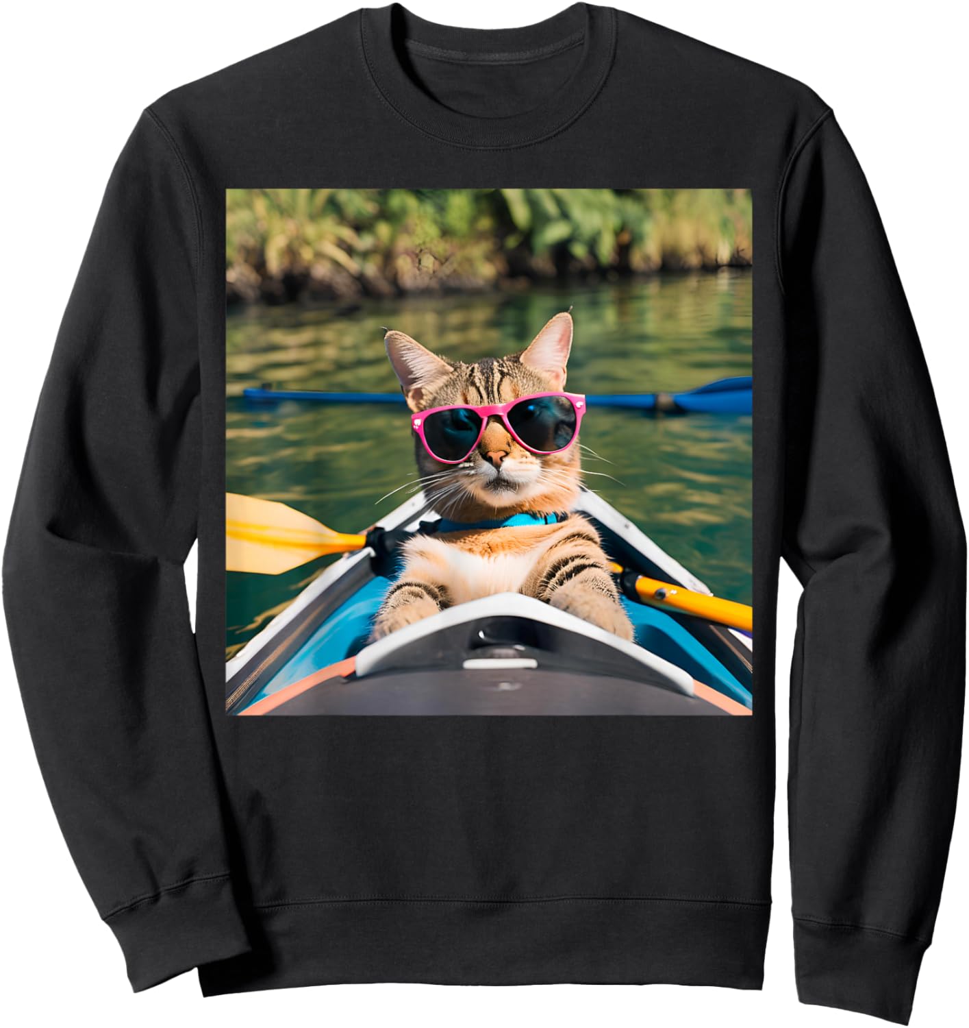 Cat in A Kayak Sweatshirt - Sweatshirt | Black