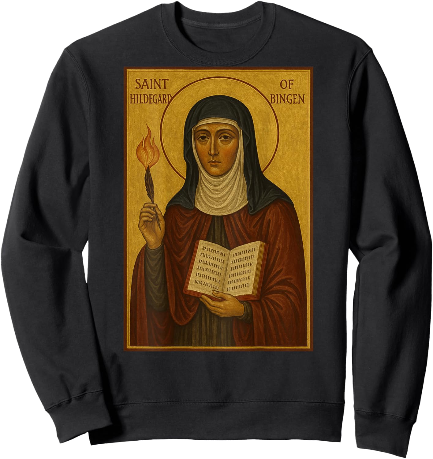 Christian Catholic Icon of Saint Hildegard of Bingen Sweatshirt - Sweatshirt | Black