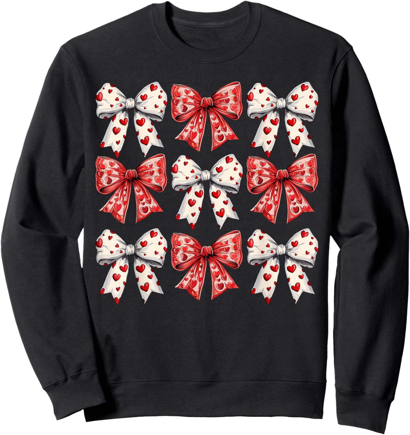 Retro Valentine's day Heart Coquette Bow Women Kids Girl Sweatshirt - Sweatshirt | Black