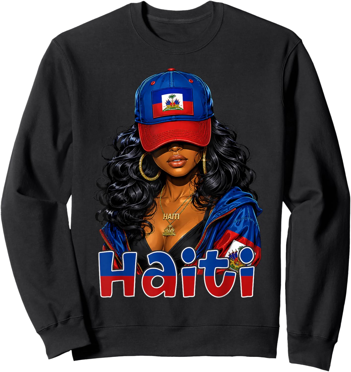 Haitian Girl Flag Day Haiti Independence Day Women Woman Sweatshirt - Sweatshirt | Black