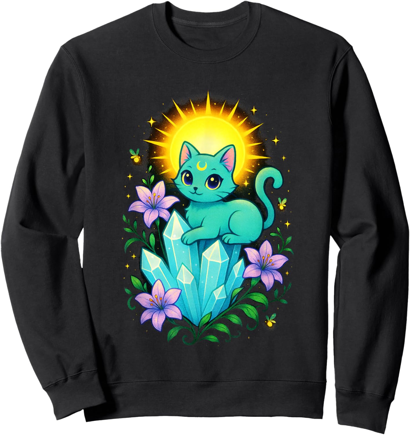 Cute Cat - Pastel Gothic Aesthetic Sweatshirt - Sweatshirt | Black