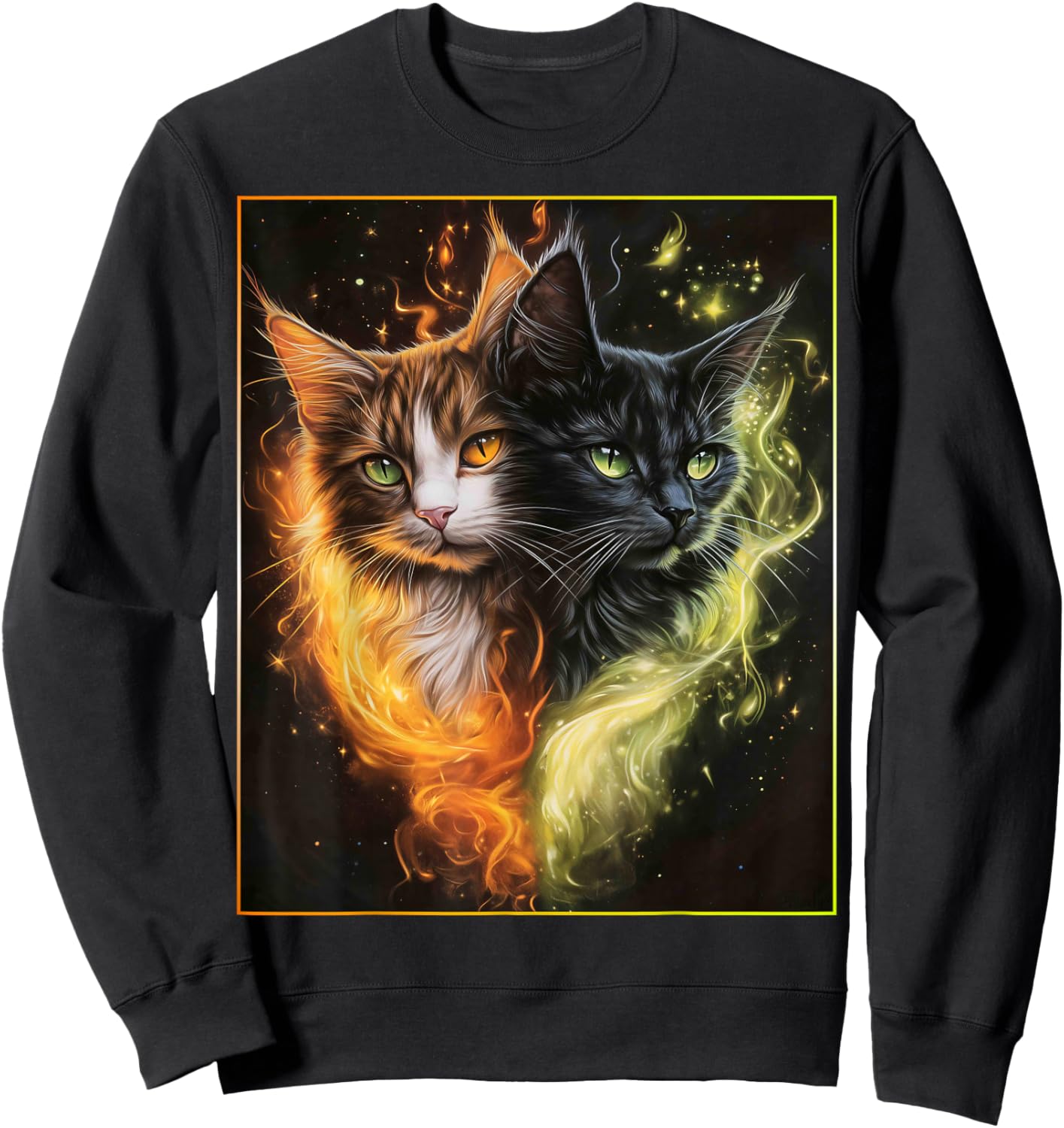 Cute Magical Cat Kitten Fantasy Art Design Sweatshirt - Sweatshirt | Black
