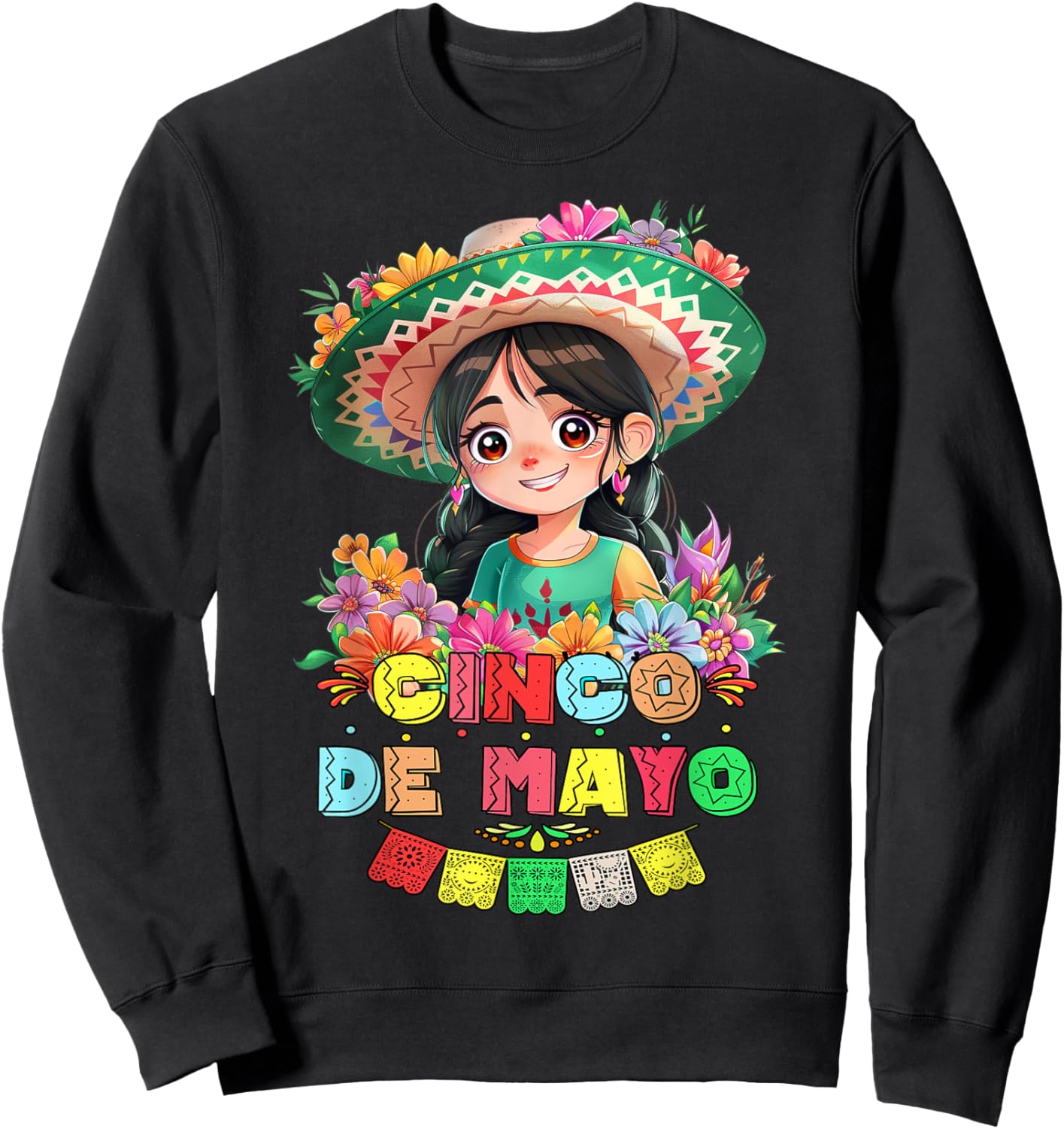 Otaku Girl Cinco De Mayo Mexican Fiesta 5 De Mayo Anime Girl Sweatshirt - Sweatshirt | Black