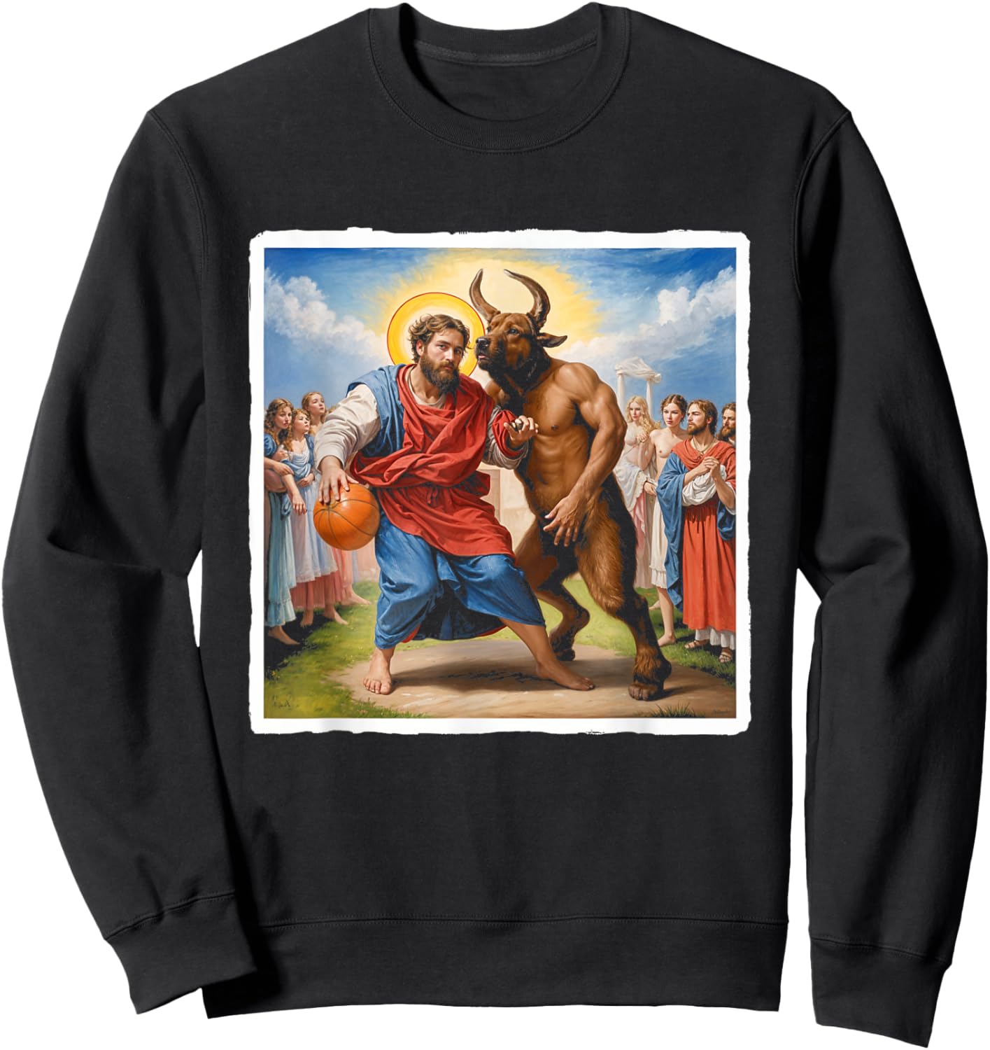 Jesus vs Satan Basketball Play Humor Sport Game Sweatshirt - Sweatshirt | Black
