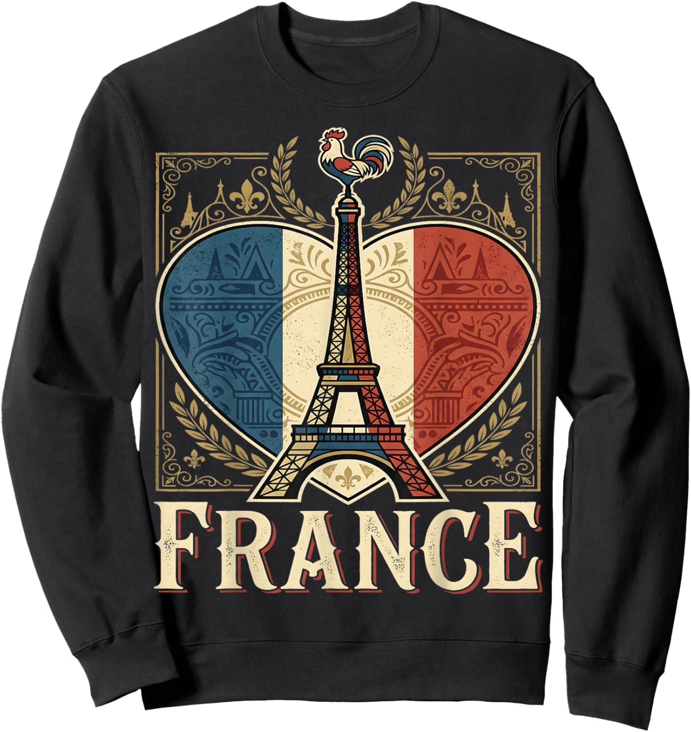 France Heart Vintage National Sweatshirt - Sweatshirt | Black