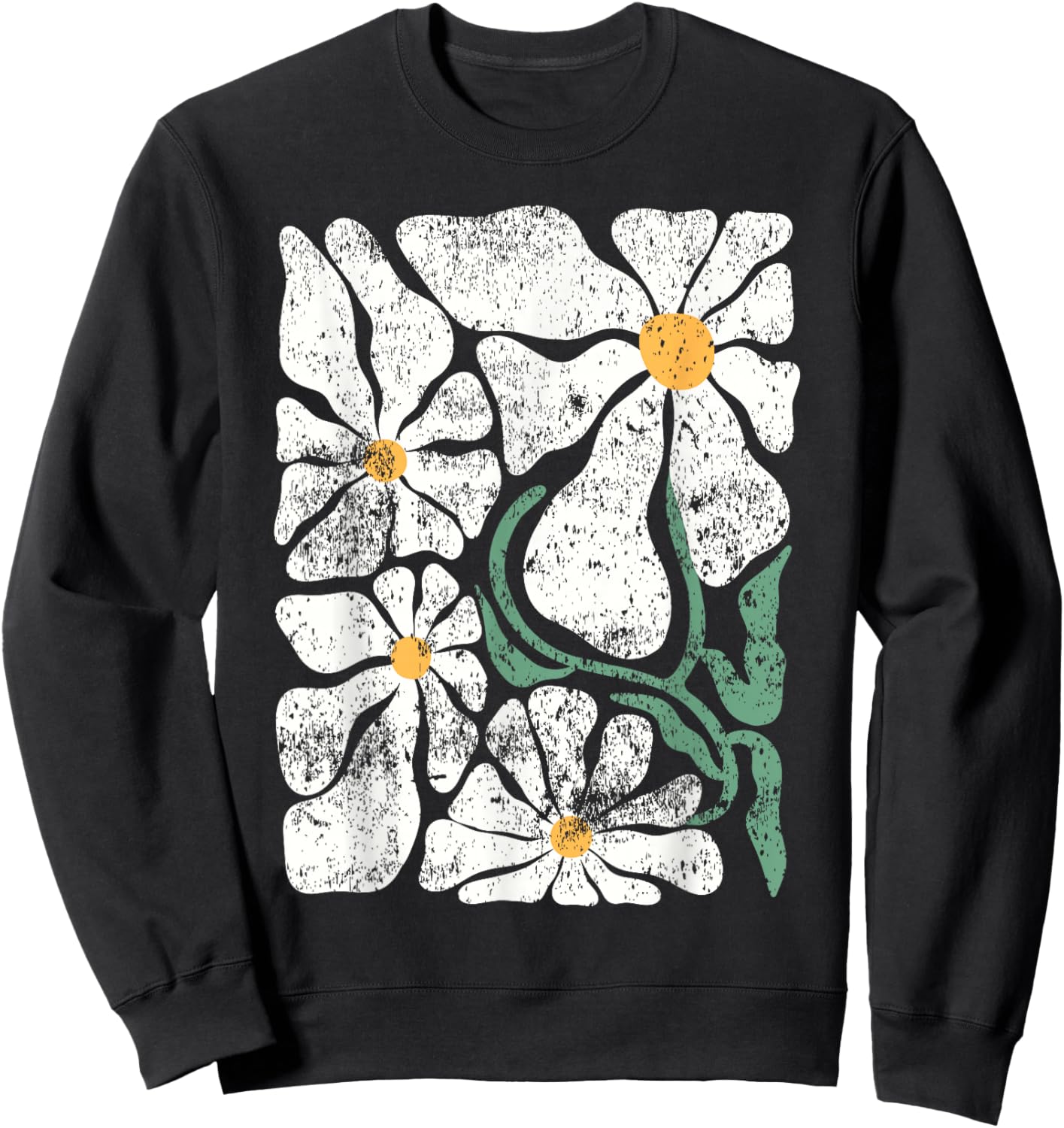 Daisy Floral Boho Retro Flower Wildflower Lover Botany Sweatshirt - Sweatshirt | Black