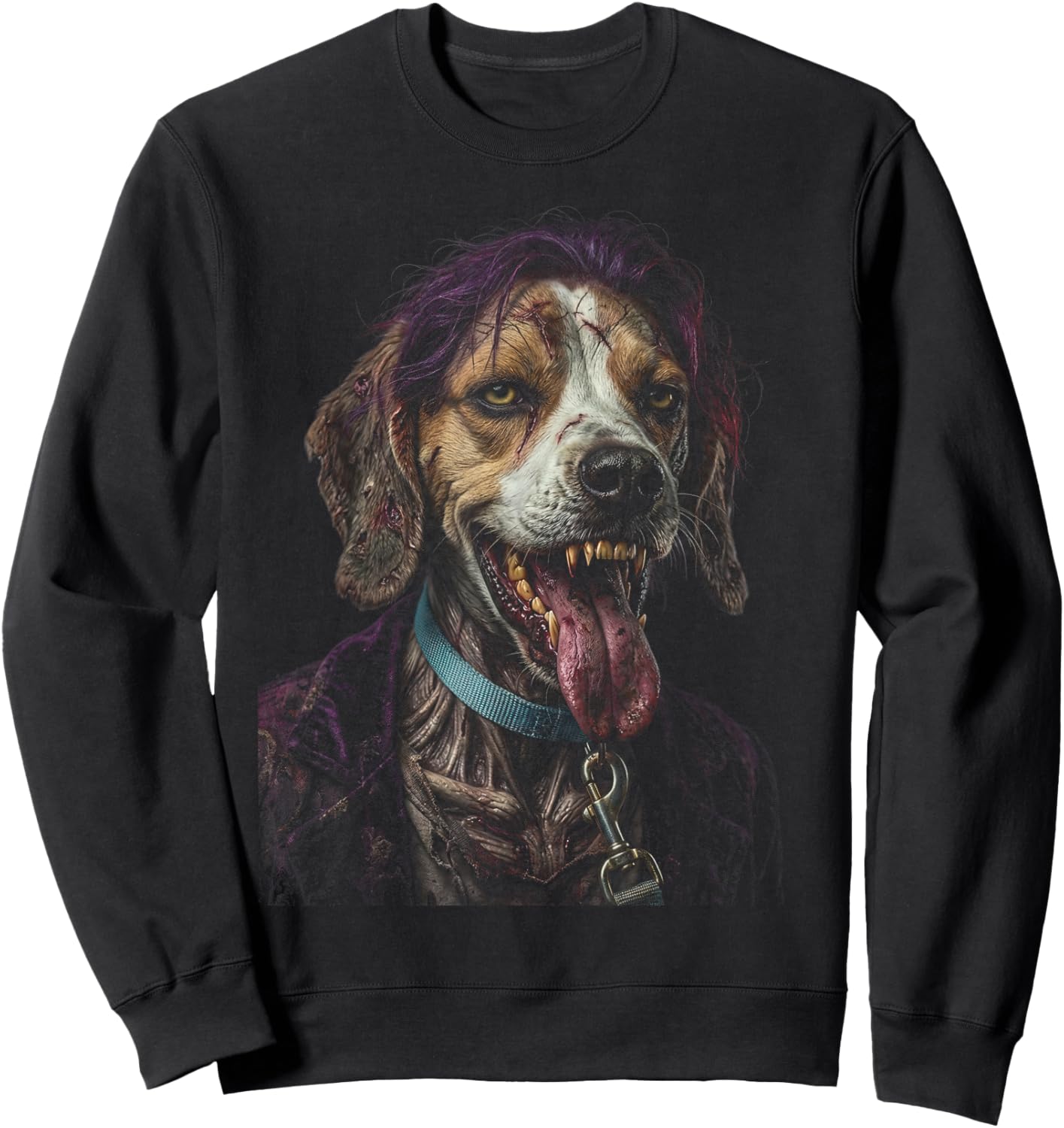 Creepy Zombie Villain Dog Funny Halloween Design Sweatshirt - Sweatshirt | Black