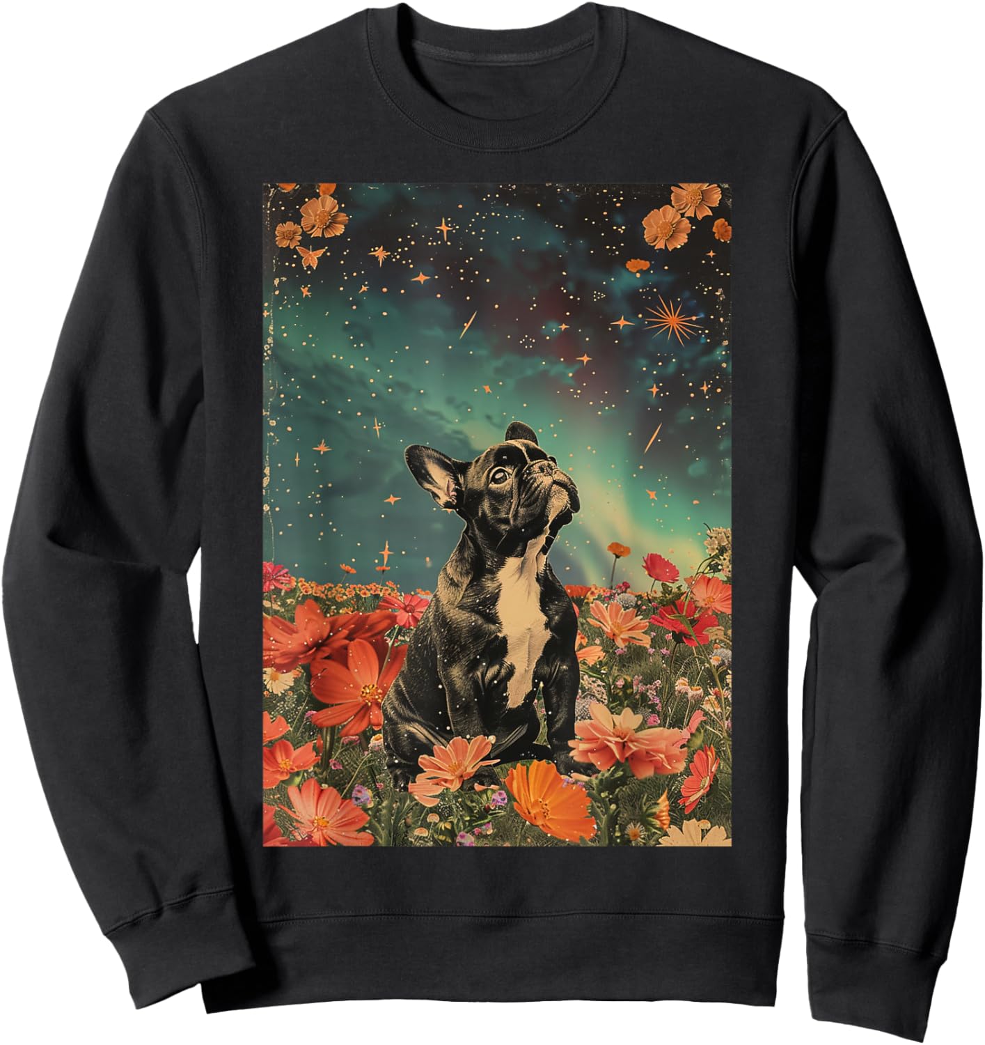 Vintage Cute French Bulldog Puppy Inspirational Men Women Girls Kids Sweatshirt - Sweatshirt | Black