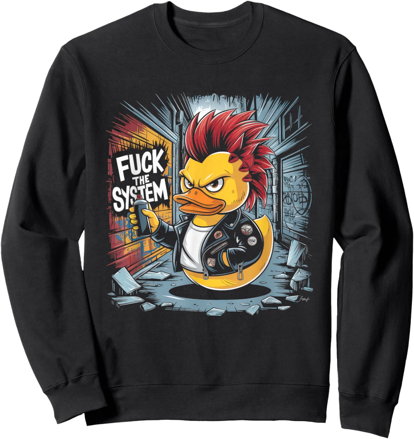 Punk Men's Women's Duck Rock Duckling Anarchy Punk Sweatshirt - Sweatshirt | Black