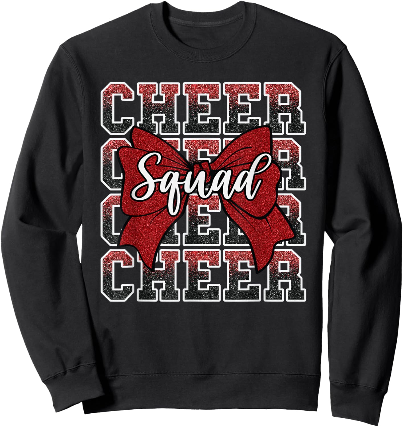 Red Cheer Squad Funny Sport Cheerleader Cheerleading Team Sweatshirt - Sweatshirt | Black