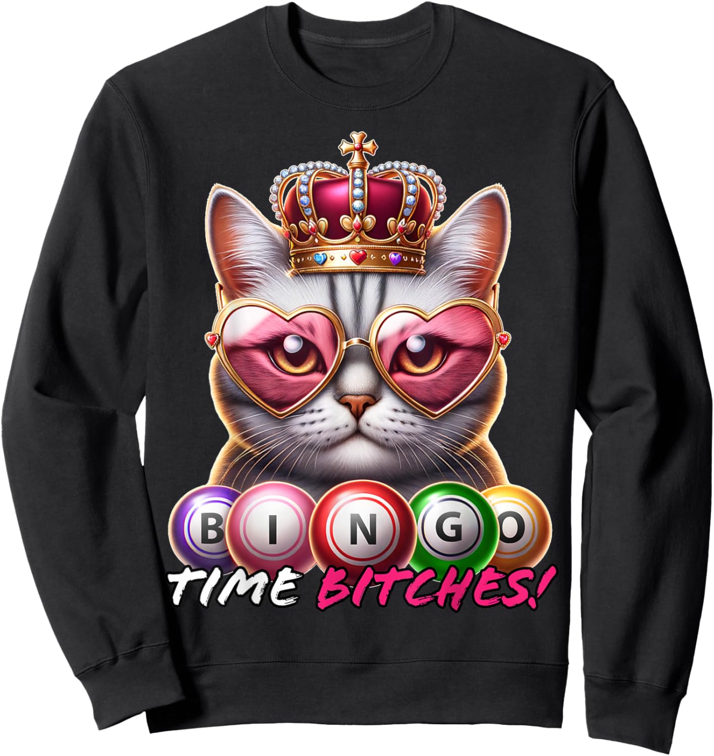 Funny Bingo Gifts Men Bingo Time Bitches Black Cartoon Graphic Modern Sweatshirt - Sweatshirt | Black