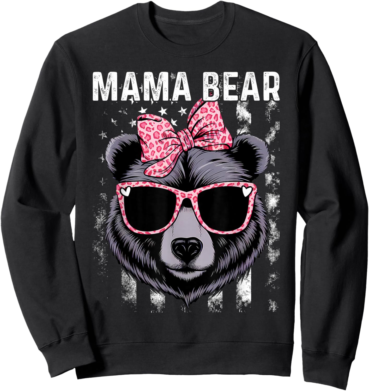 Mama Bear Face Sunglasses Mother Mother's Day Sweatshirt - Sweatshirt | Black