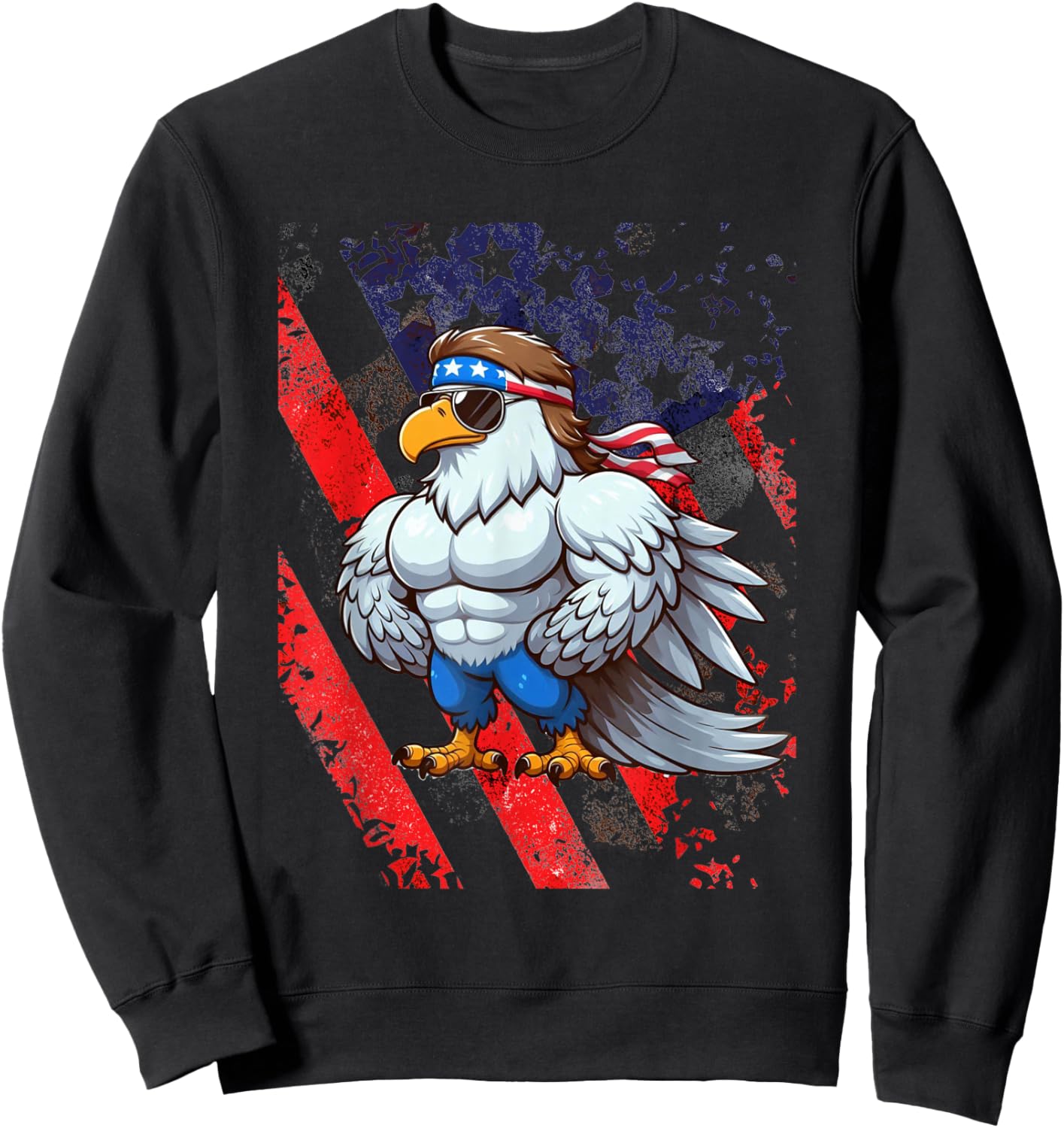 Funny American Mullet Eagle America 4th Of July Merica Sweatshirt - Sweatshirt | Black