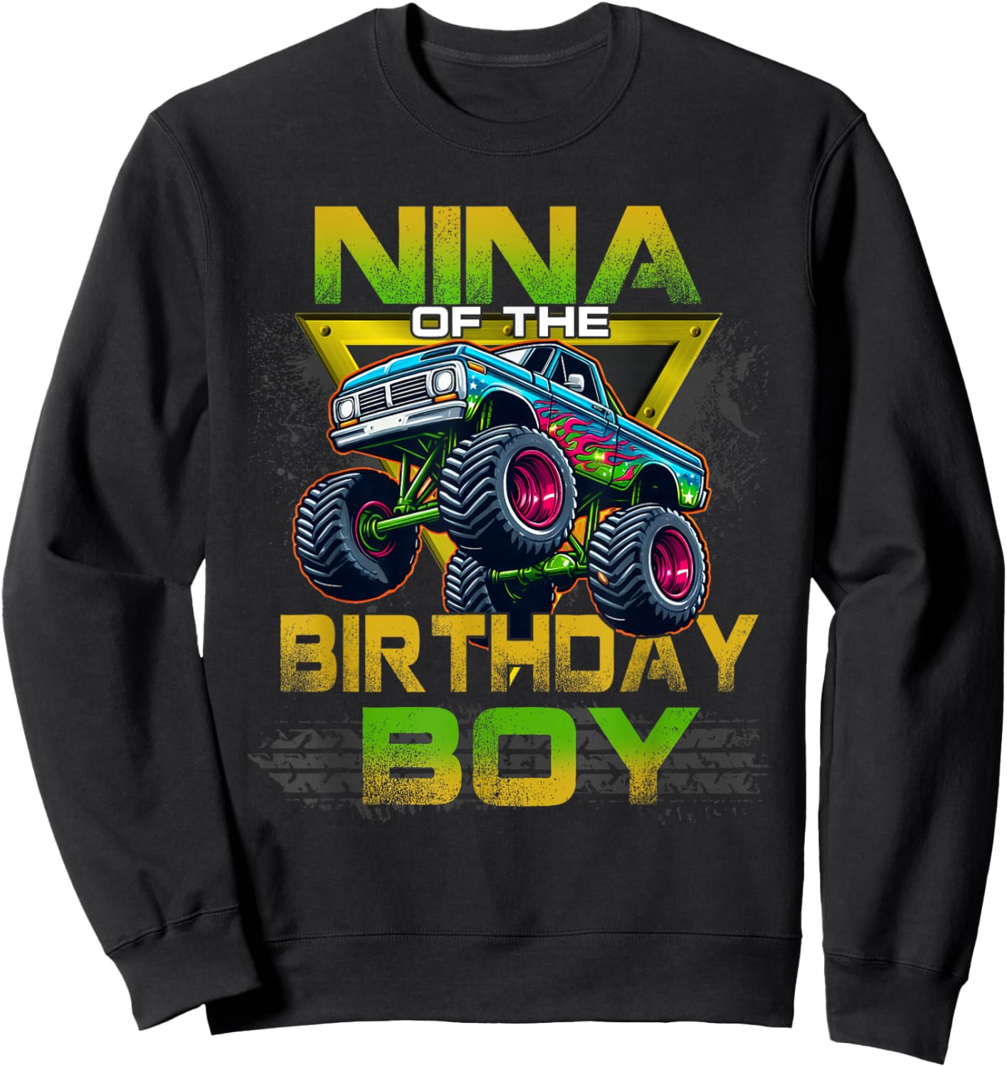 Nina of The Birthday Boy Monster Truck Birthday Family Sweatshirt - Sweatshirt | Black