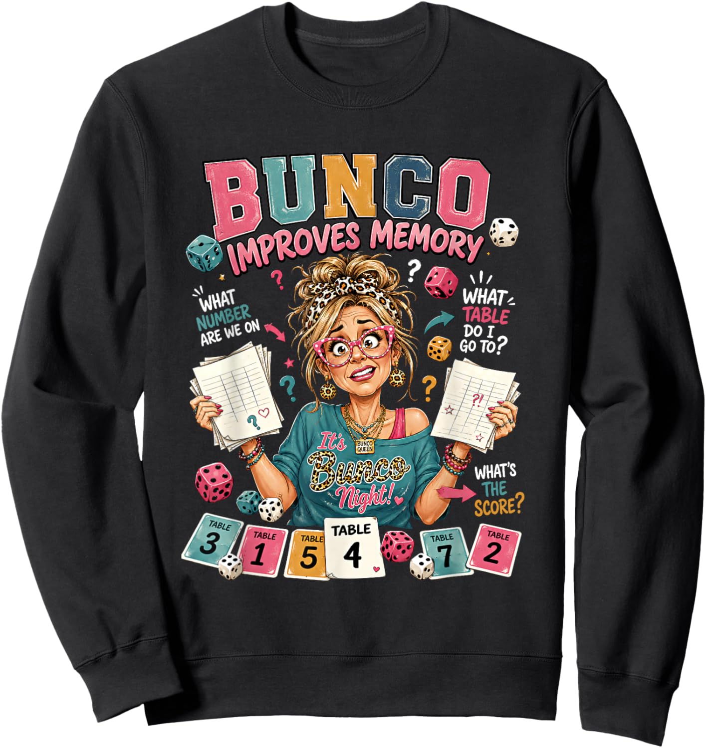 Bunco Improves Memory Funny Bunco Night Dice Game Women Sweatshirt - Sweatshirt | Black