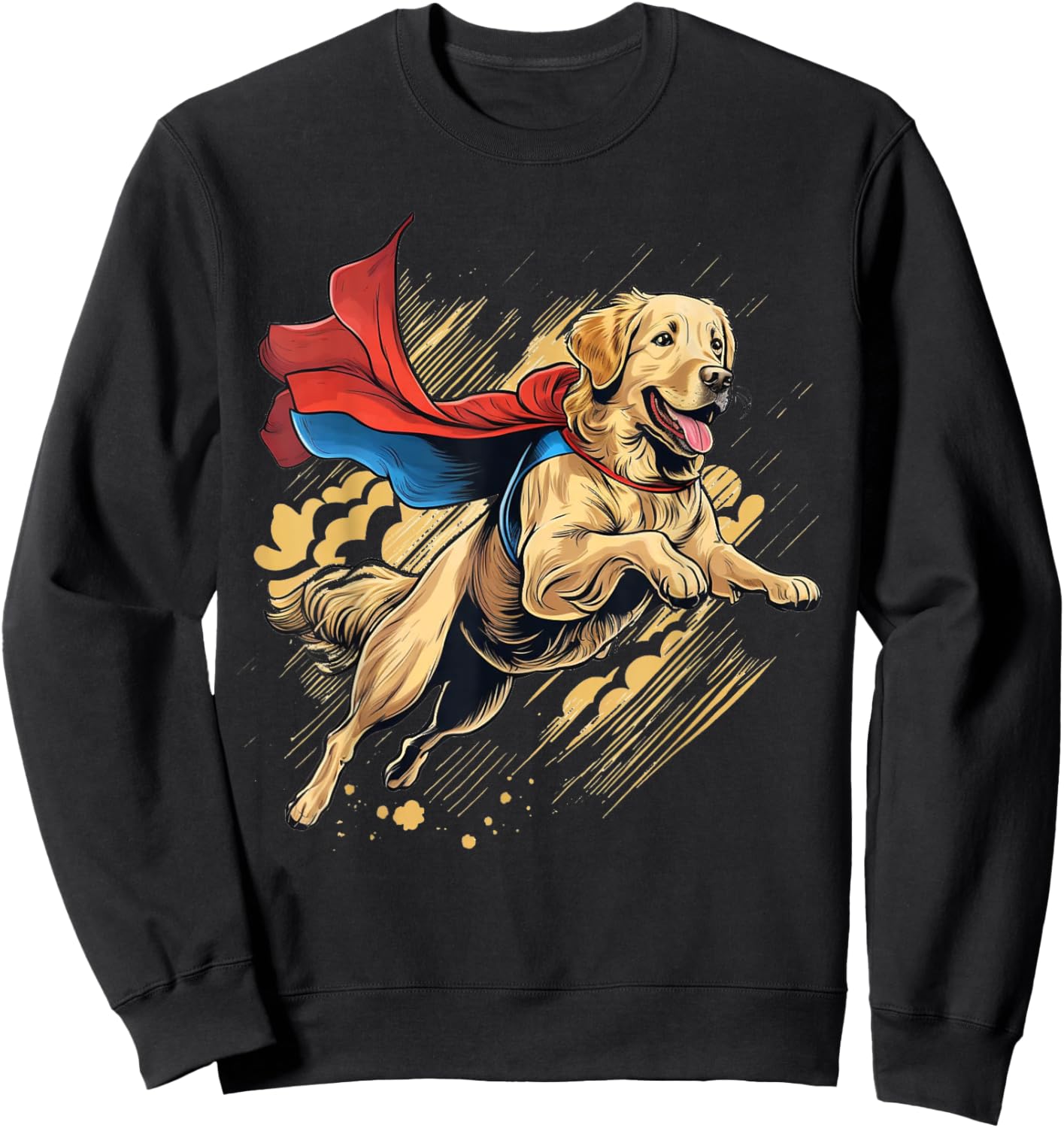 Superhero Golden Retriever Red Cape Super Hero Dog Sweatshirt - Sweatshirt | Black
