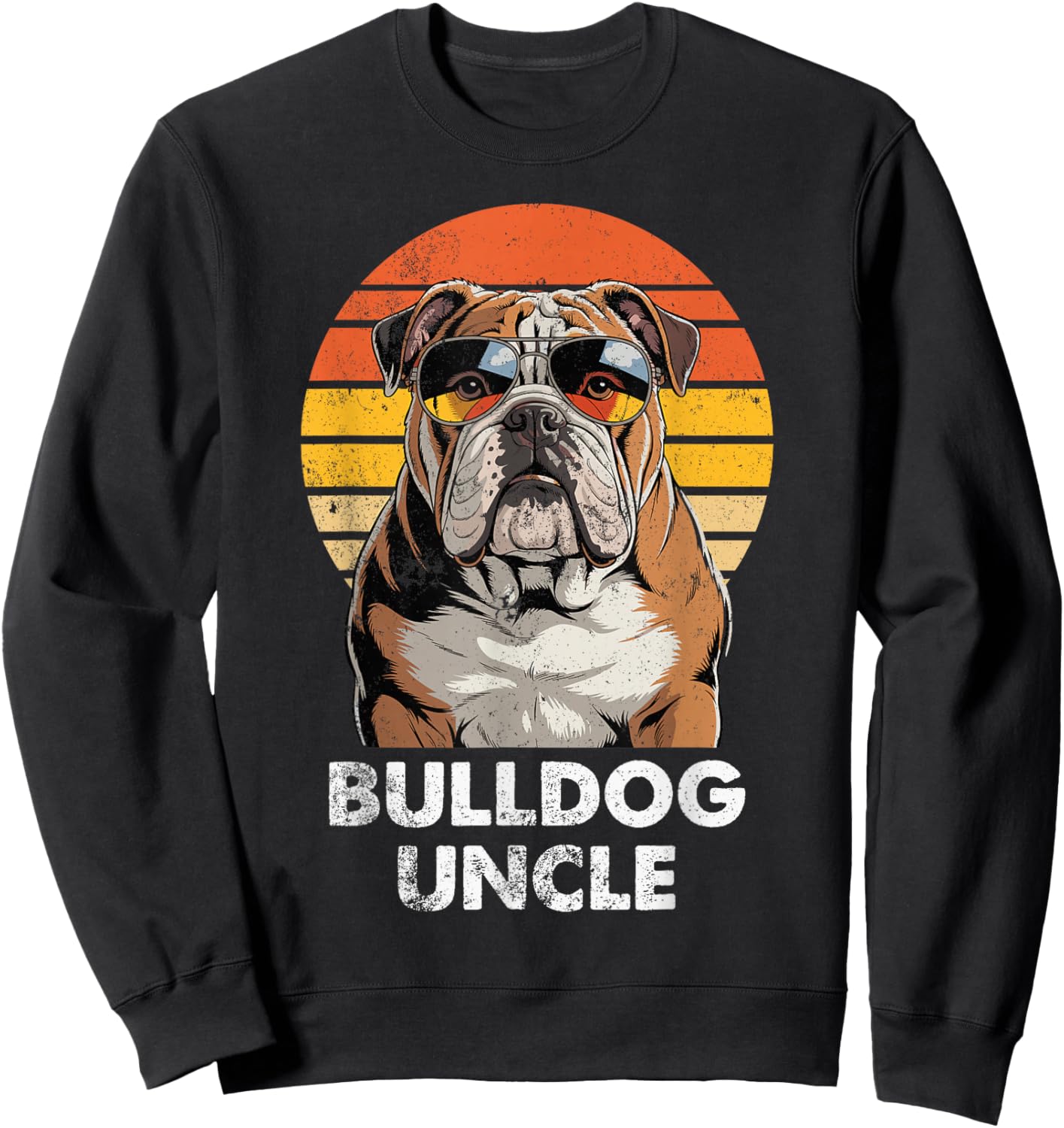 Cool Retro Bulldog Uncle Funny Vintage Dog Owner Sweatshirt - Sweatshirt | Black